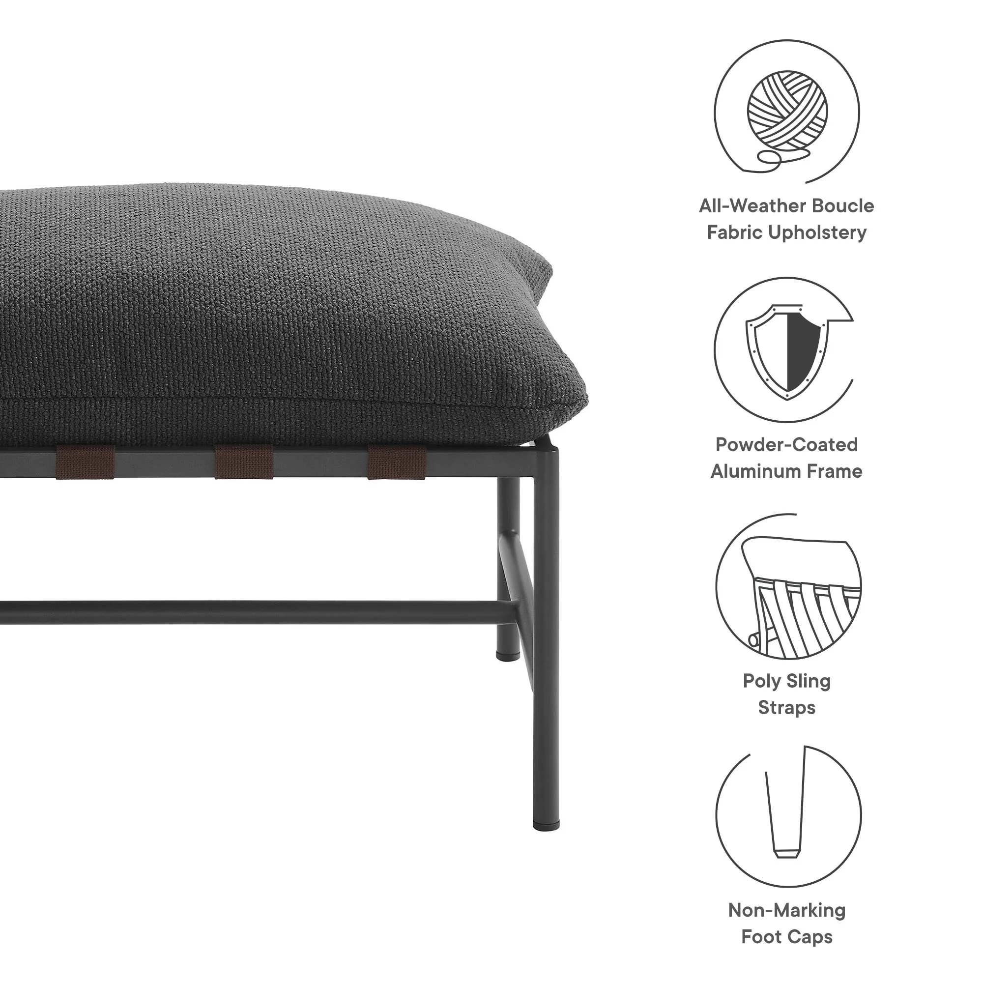 Raya Outdoor Patio Boucle Ottoman by Modway - Image 7