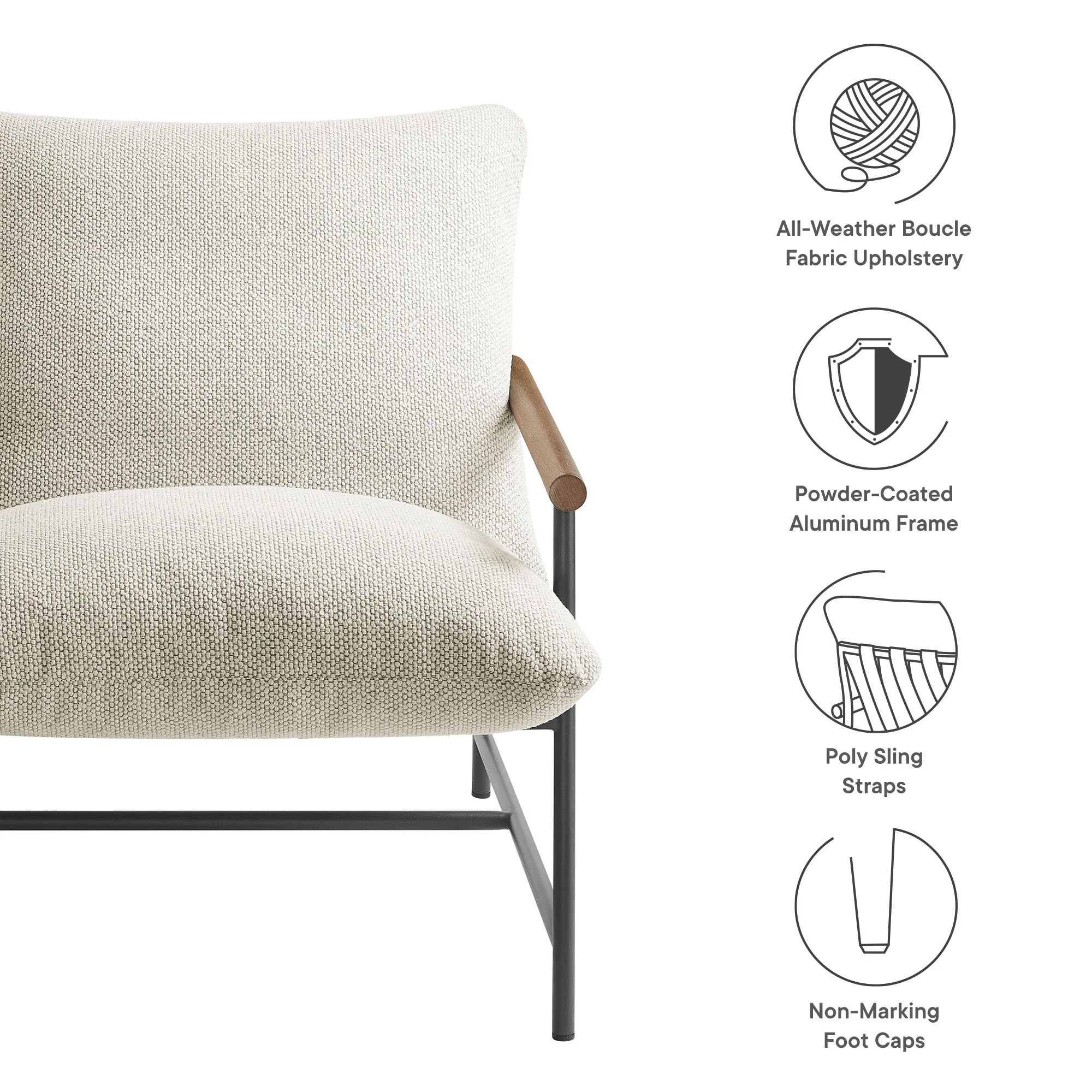 Raya Outdoor Patio Boucle Sling Lounge Chair by Modway - Image 17