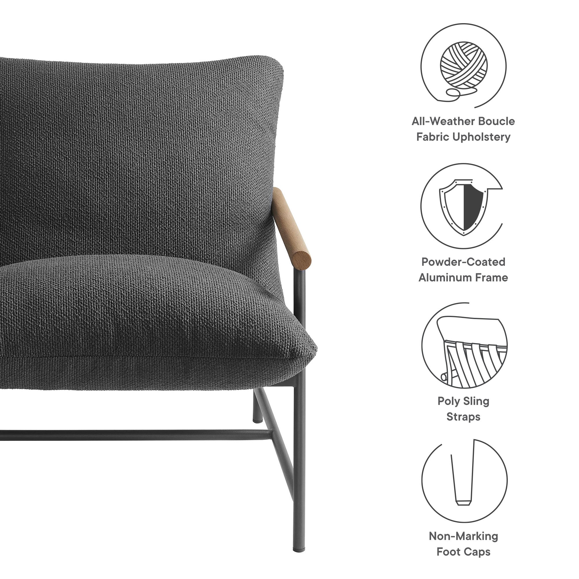 Raya Outdoor Patio Boucle Sling Lounge Chair by Modway - Image 8