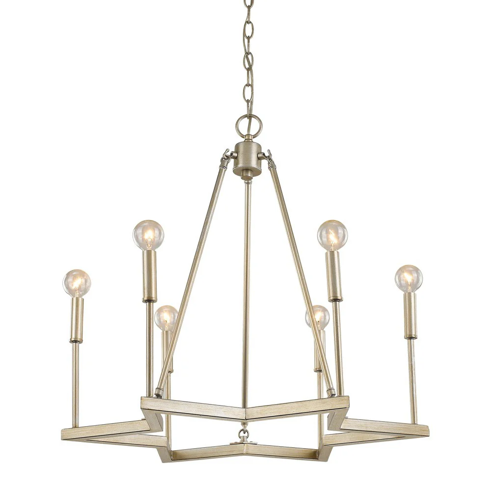 Reagan 6-Light Washed Gold Chandelier By Homeroots - Image 2