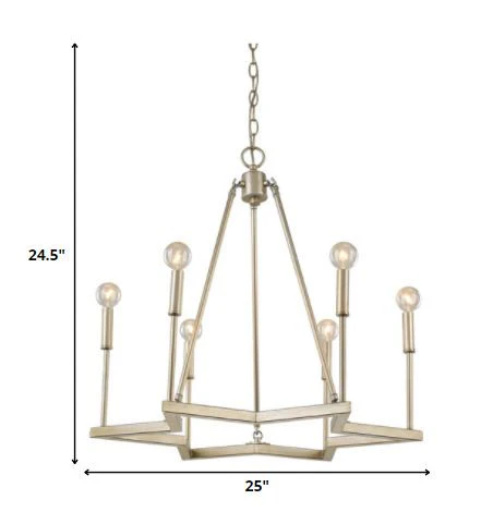 Reagan 6-Light Washed Gold Chandelier By Homeroots - Image 5