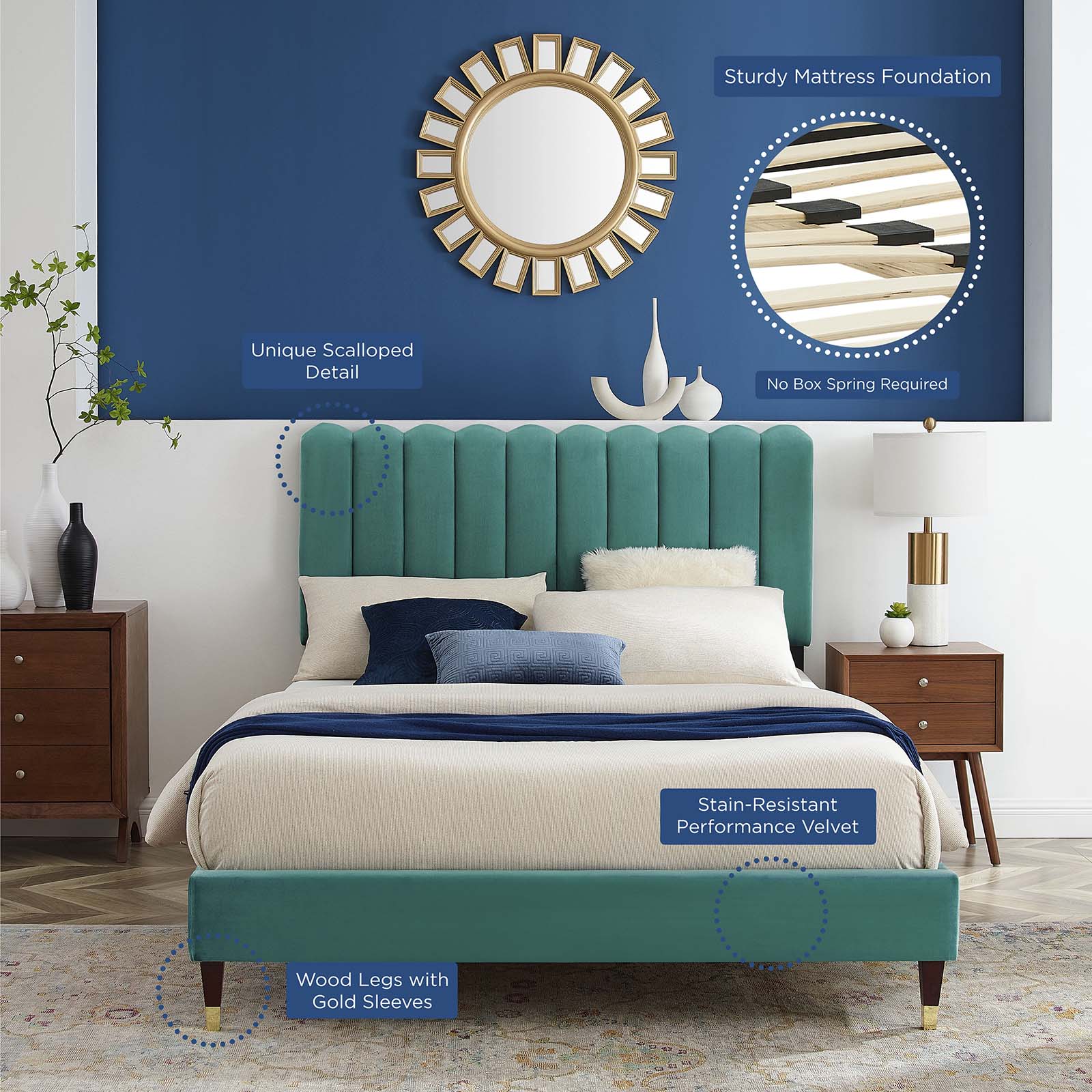Reagan Full Performance Velvet Platform Bed By Modway - MOD-6892 - Image 89