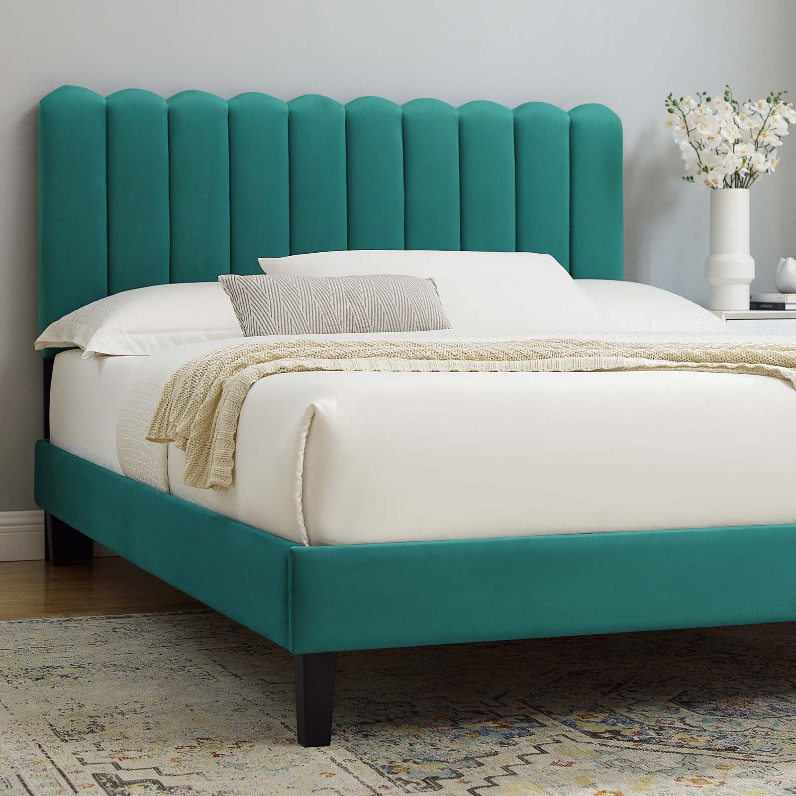 Reagan King Performance Velvet Platform Bed By Modway - MOD-7078 - Image 104