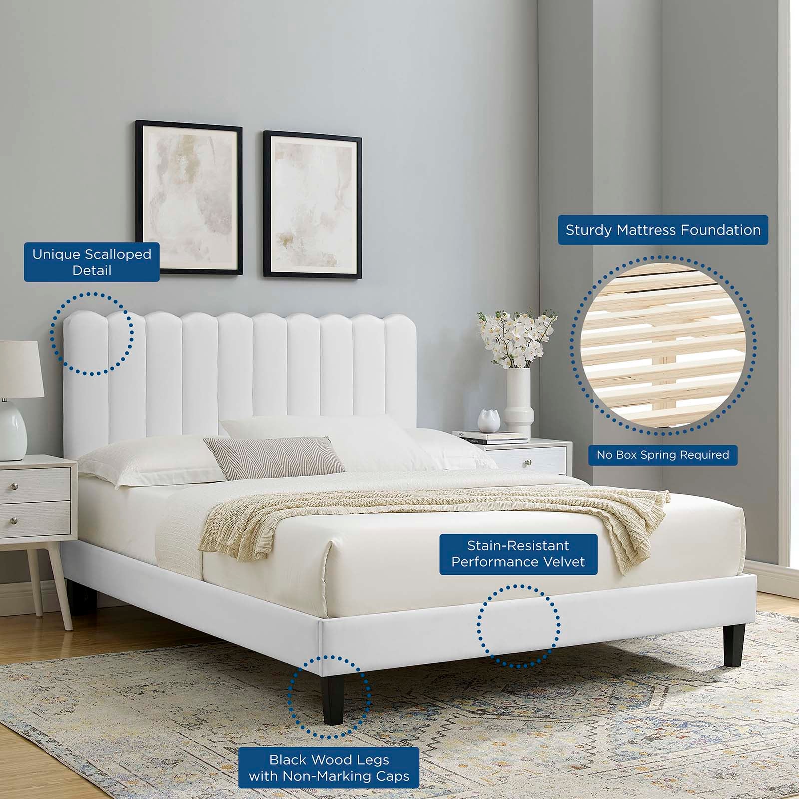 Reagan King Performance Velvet Platform Bed By Modway - MOD-7078 - Image 121