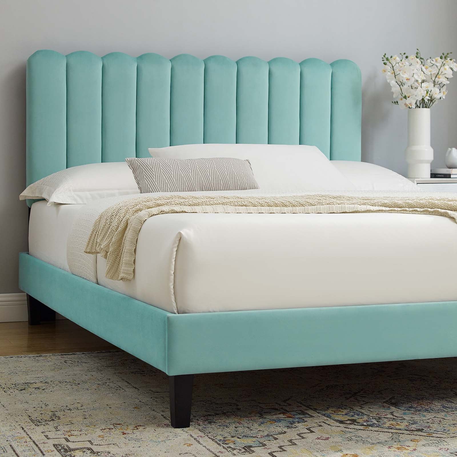 Reagan King Performance Velvet Platform Bed By Modway - MOD-7078 - Image 56