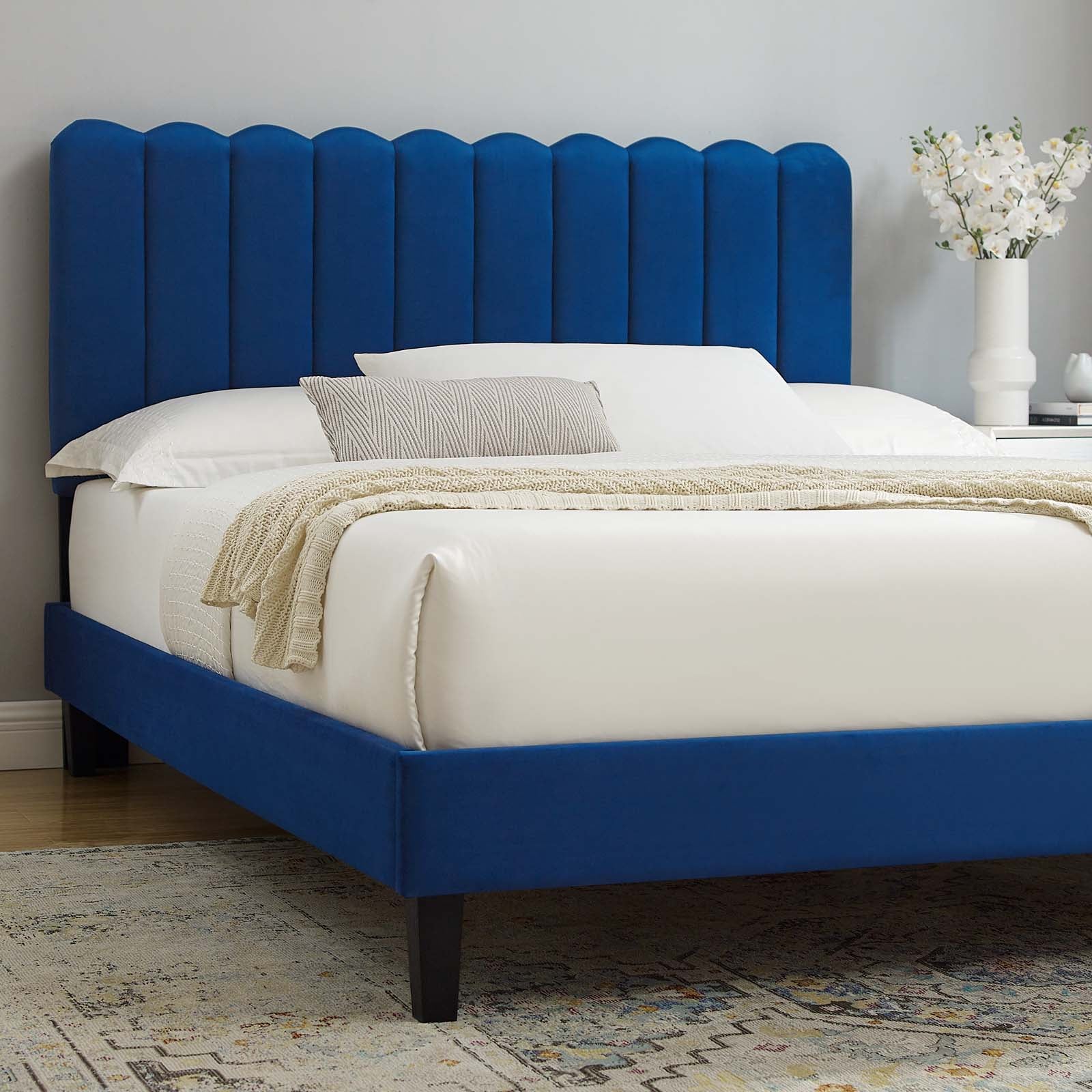 Reagan King Performance Velvet Platform Bed By Modway - MOD-7078 - Image 72