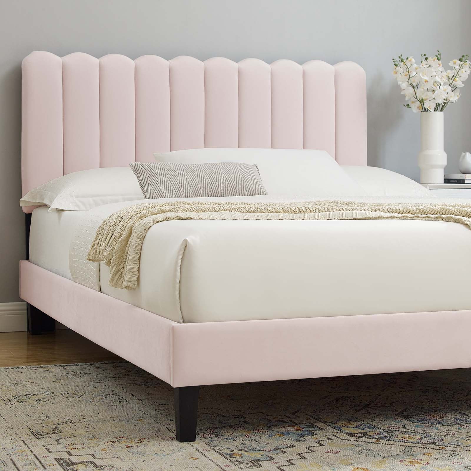 Reagan King Performance Velvet Platform Bed By Modway - MOD-7078 - Image 88