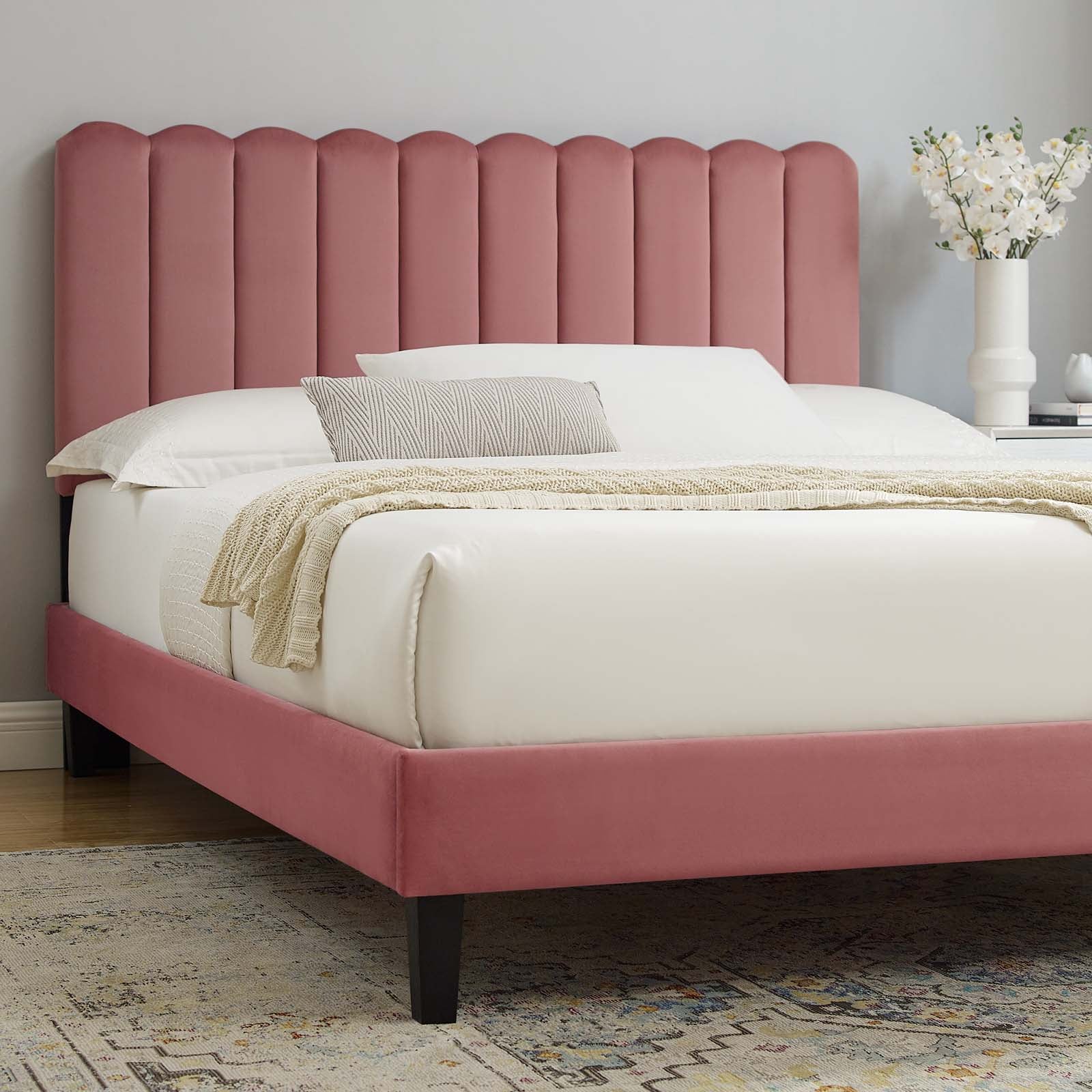 Reagan Queen Performance Velvet Platform Bed By Modway - MOD-6588 - Image 24