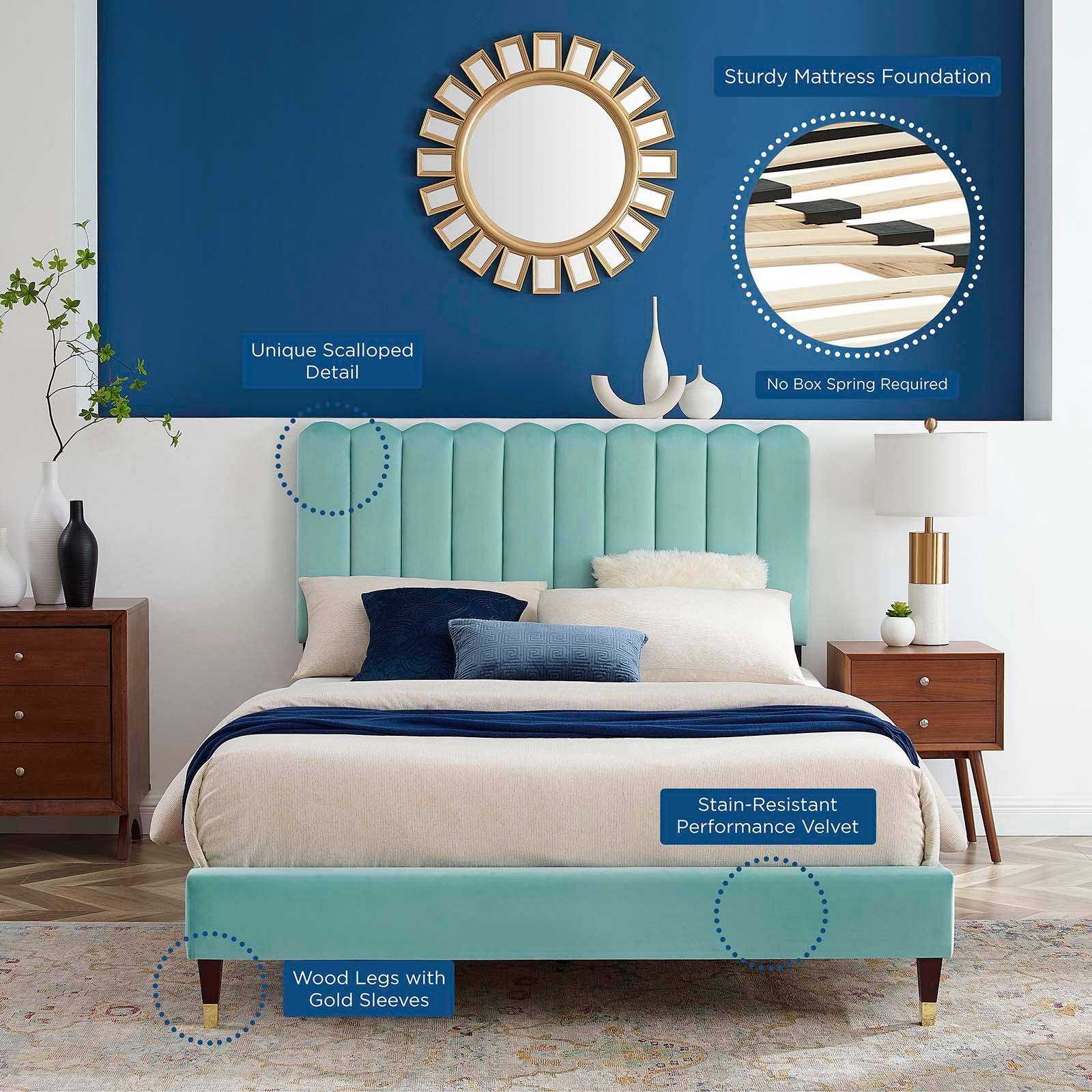 Reagan Twin Performance Velvet Platform Bed By Modway - MOD-6886 - Image 57