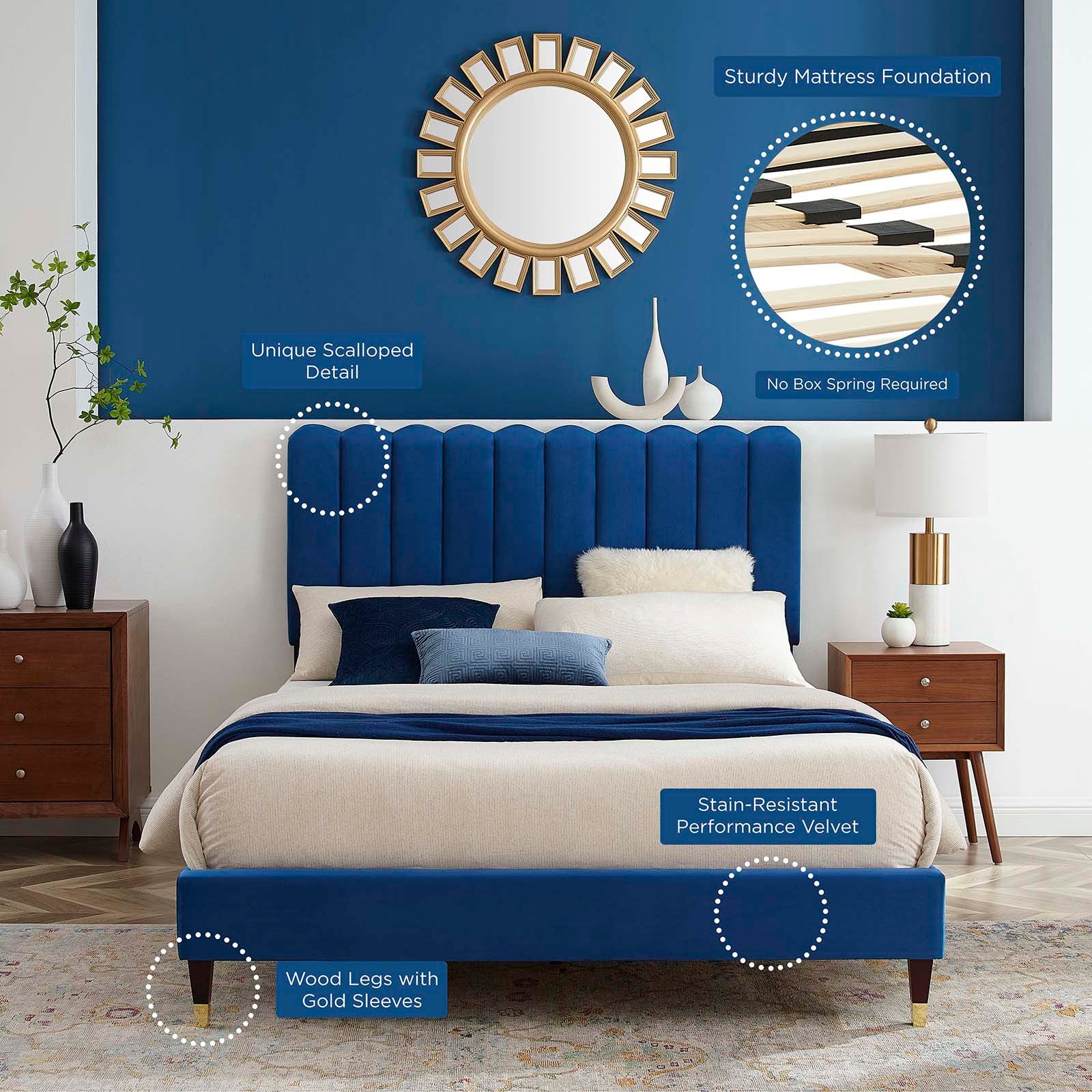 Reagan Twin Performance Velvet Platform Bed By Modway - MOD-6886 - Image 73