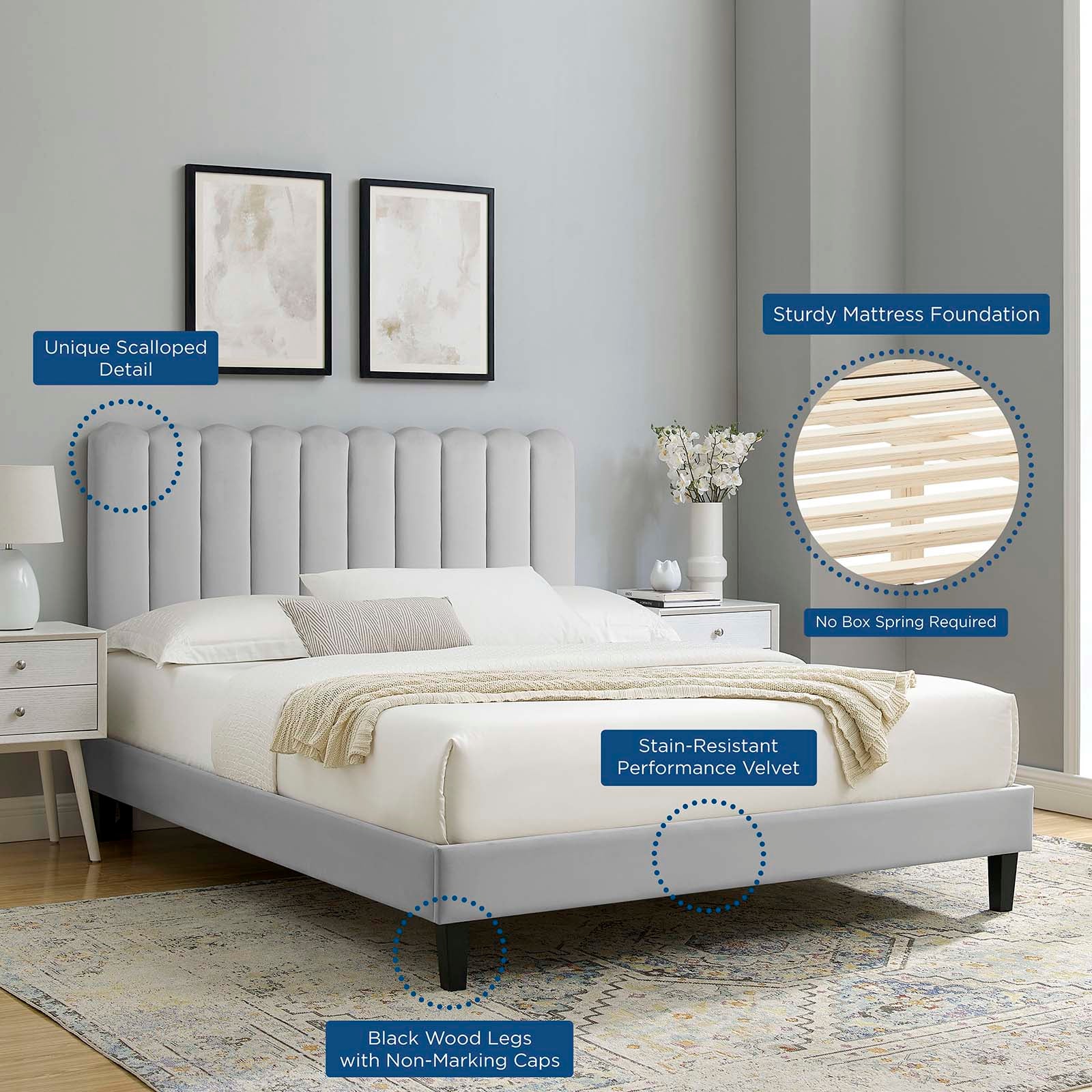 Reagan Twin Performance Velvet Platform Bed By Modway - MOD-6887 - Image 41