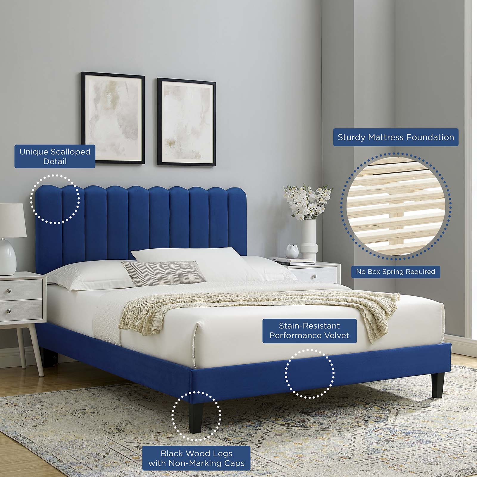 Reagan Twin Performance Velvet Platform Bed By Modway - MOD-6887 - Image 73