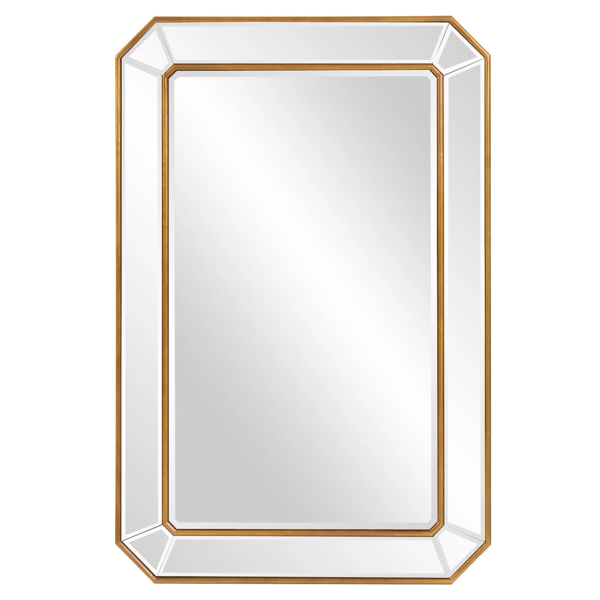 Recatngle Gold Leaf Mirror with Angled Corners Frame By Homeroots - Image 2