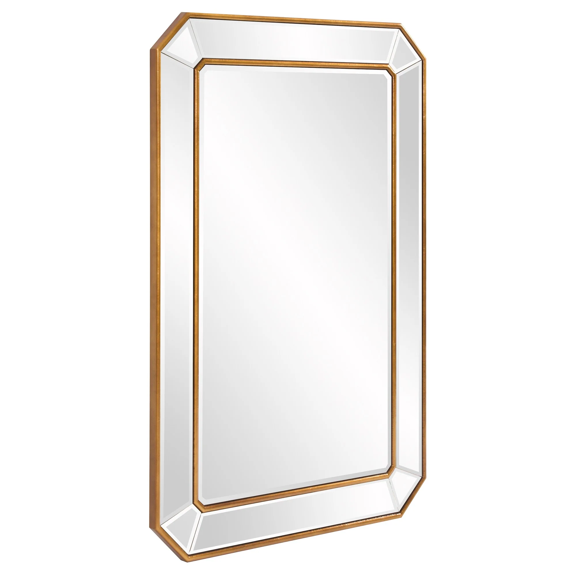 Recatngle Gold Leaf Mirror with Angled Corners Frame By Homeroots - Image 3