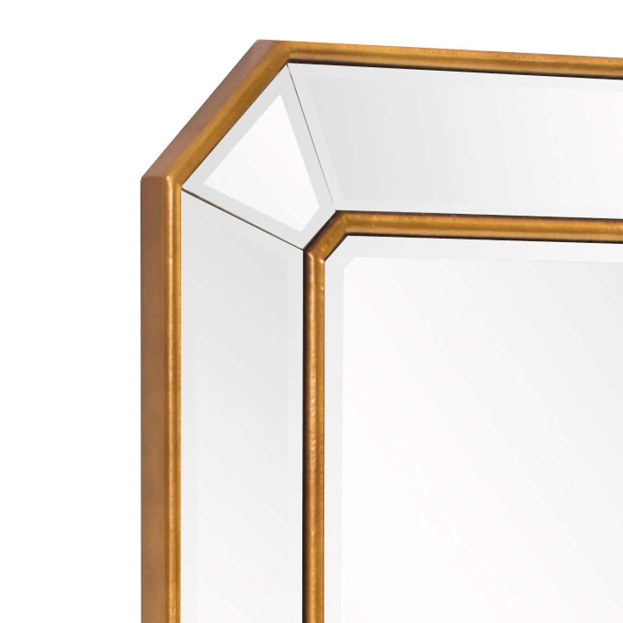 Recatngle Gold Leaf Mirror with Angled Corners Frame By Homeroots - Image 4