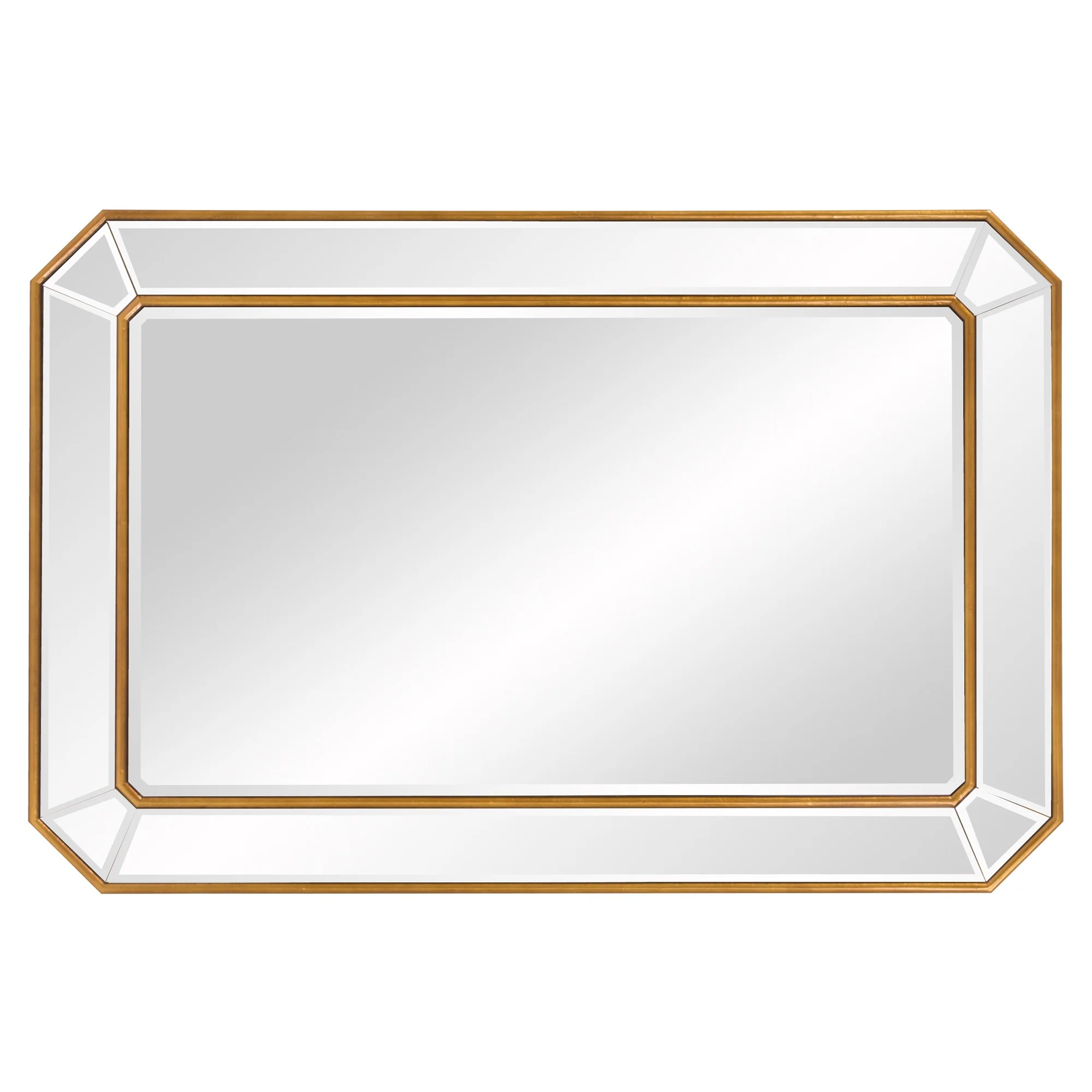 Recatngle Gold Leaf Mirror with Angled Corners Frame By Homeroots - Image 5
