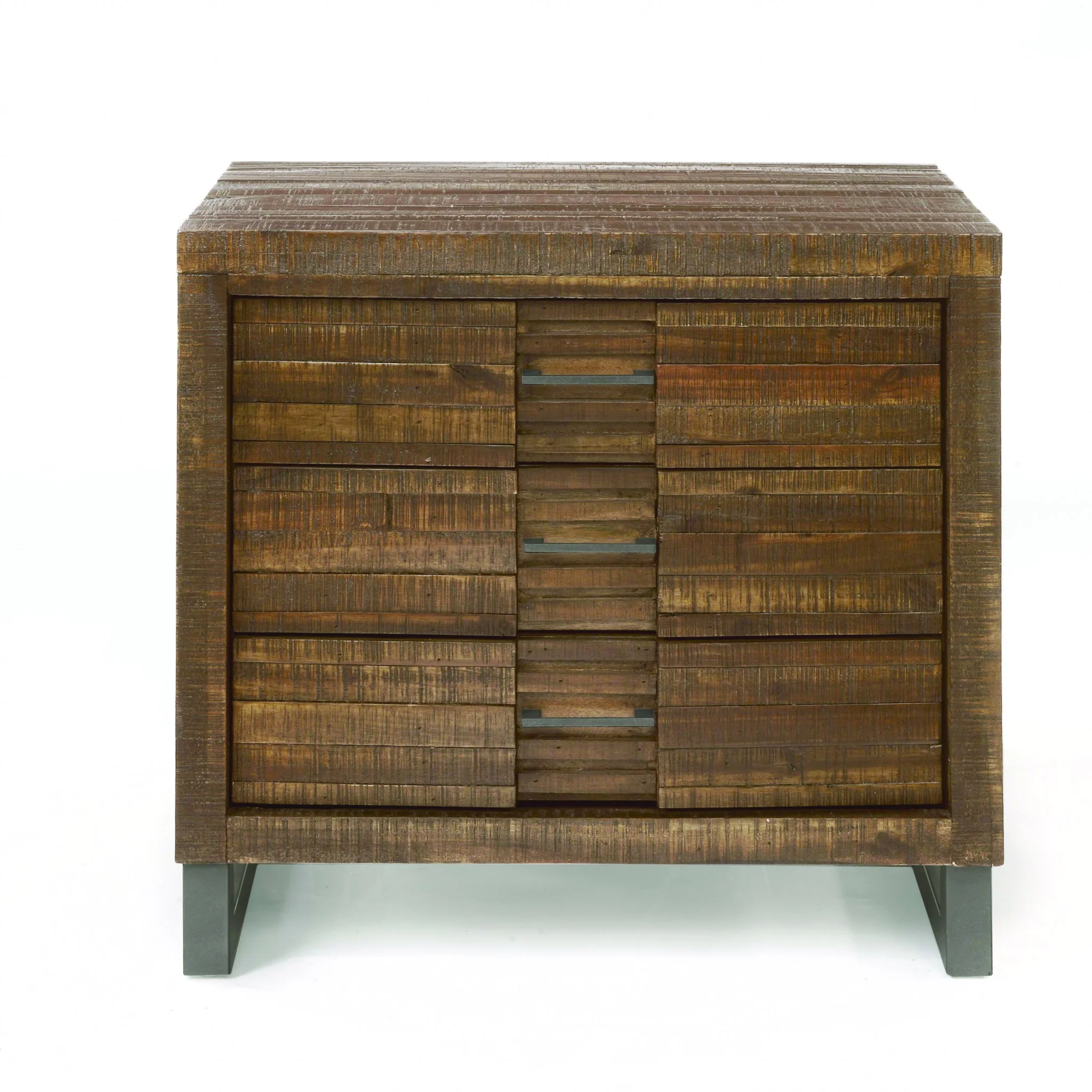 Reclaimed Oak 3 Drawer Nightstand By Homeroots - Image 3