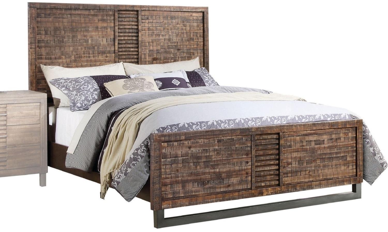 Reclaimed Oak Queen Bed By Homeroots - Image 2