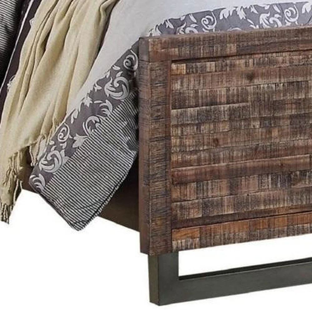 Reclaimed Oak Queen Bed By Homeroots - Image 4