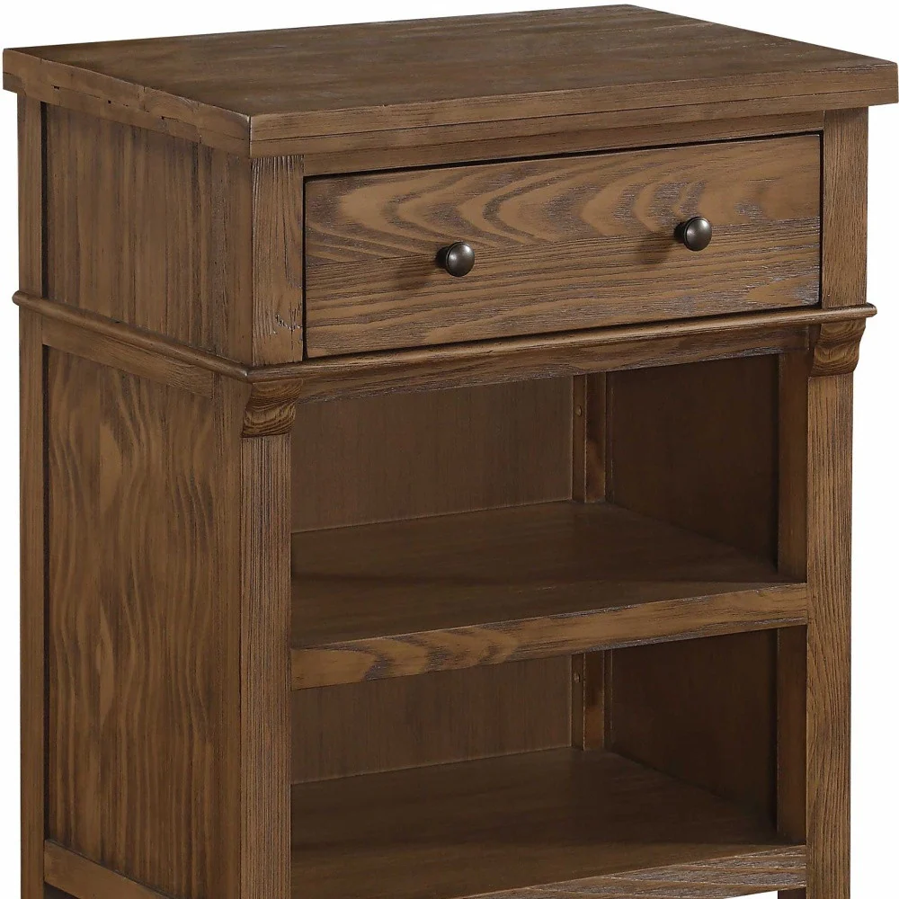 Reclaimed Oak Wood Nightstand By Homeroots - Image 4