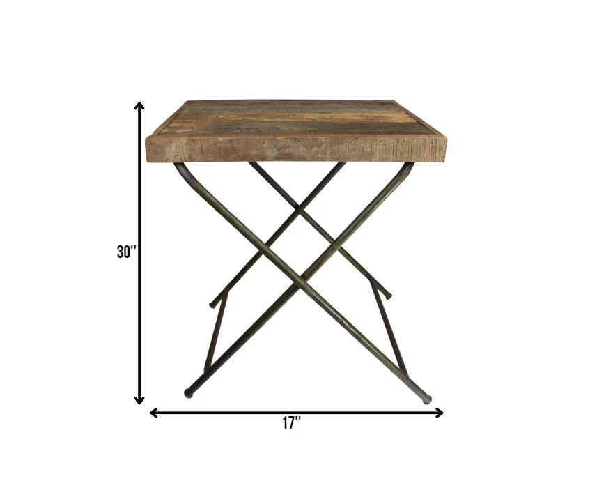 Reclaimed Wood Folding Table By Homeroots - Image 5