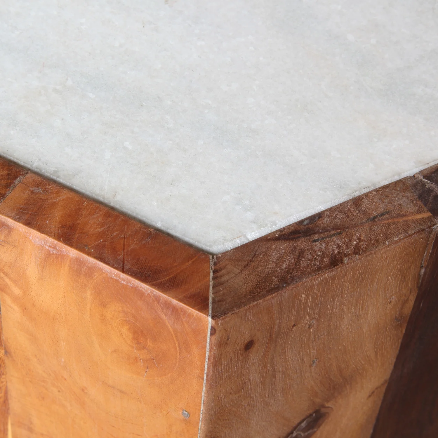 Reclaimed Wood Hexagon Table with Marble Top By HomArt - Image 4