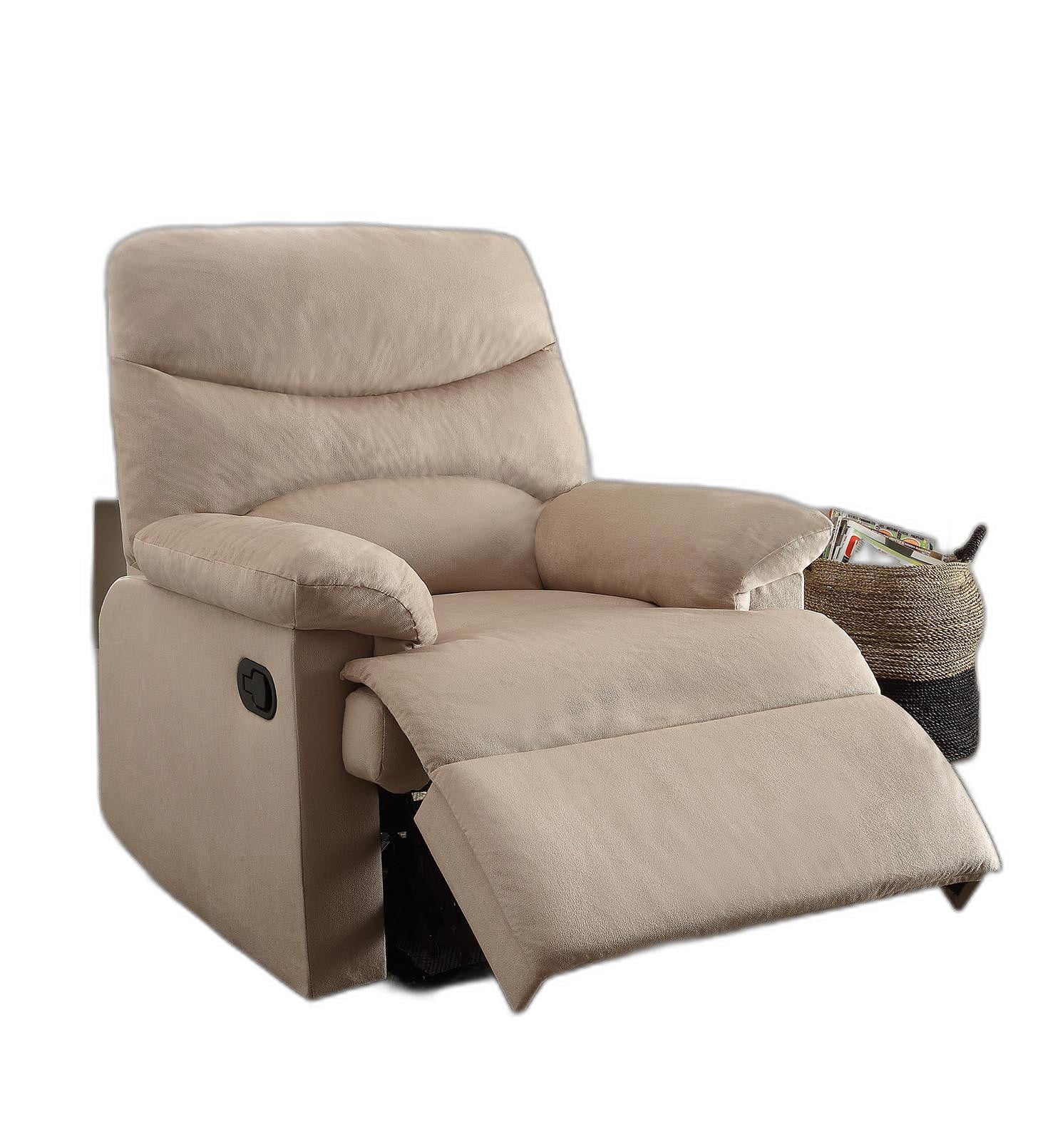 Recliner , Light Brown Woven Fabric - Woven Fabric, Wood (Solid Light Brown Woven Fabric By Homeroots - Image 2