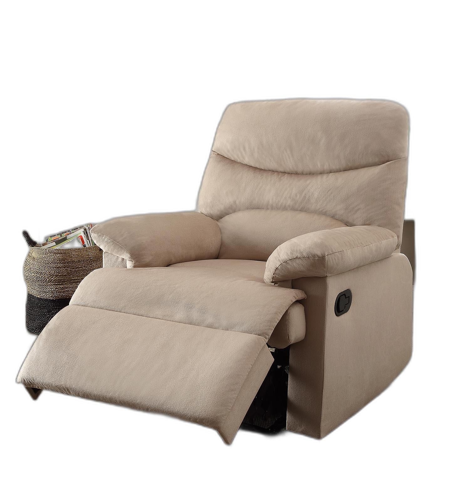 Recliner , Light Brown Woven Fabric - Woven Fabric, Wood (Solid Light Brown Woven Fabric By Homeroots - Image 3