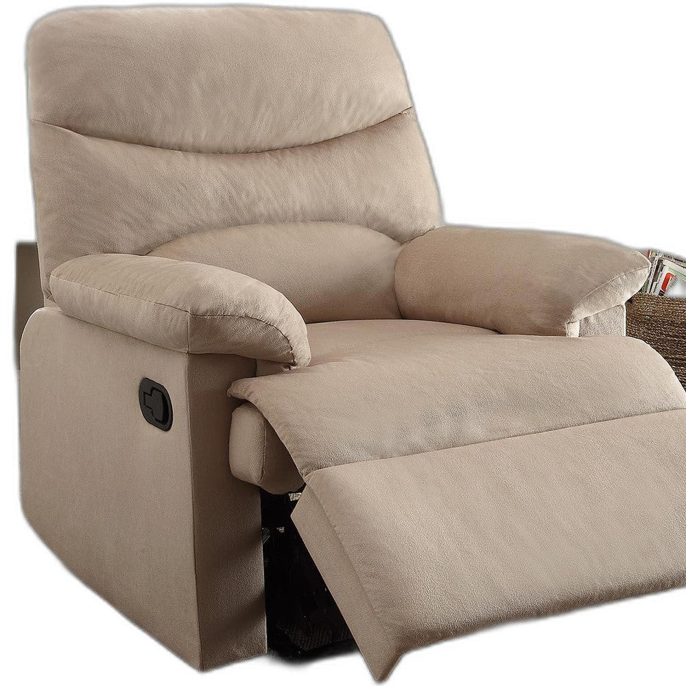 Recliner , Light Brown Woven Fabric - Woven Fabric, Wood (Solid Light Brown Woven Fabric By Homeroots - Image 4