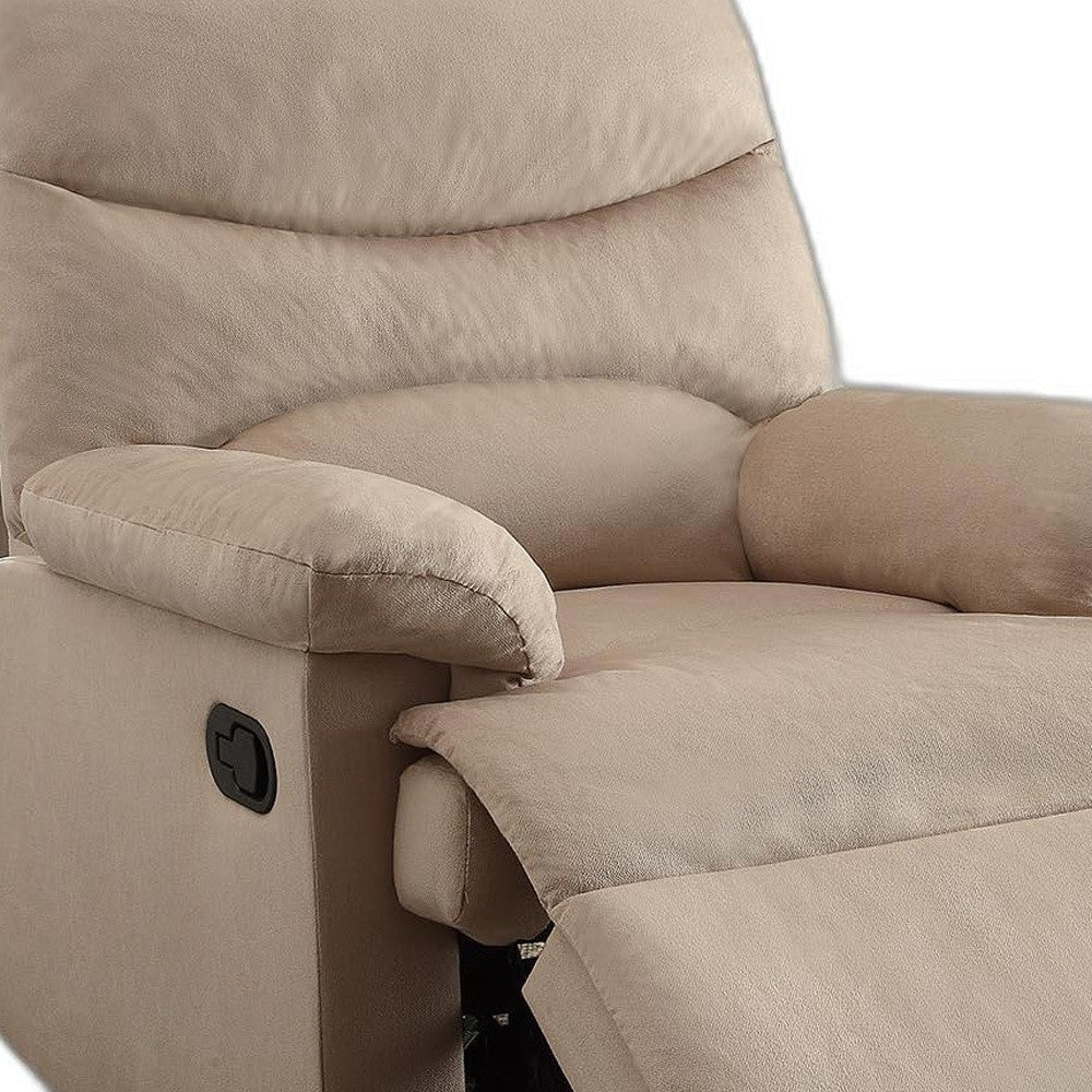 Recliner , Light Brown Woven Fabric - Woven Fabric, Wood (Solid Light Brown Woven Fabric By Homeroots - Image 5