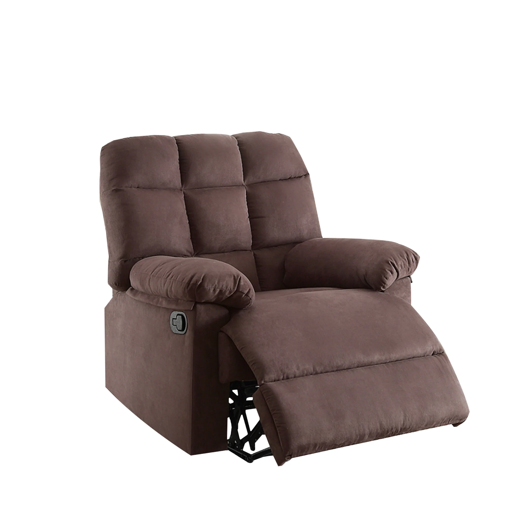 Recliner With Tufted Back And Roll Arms In Brown By Benzara - Image 2