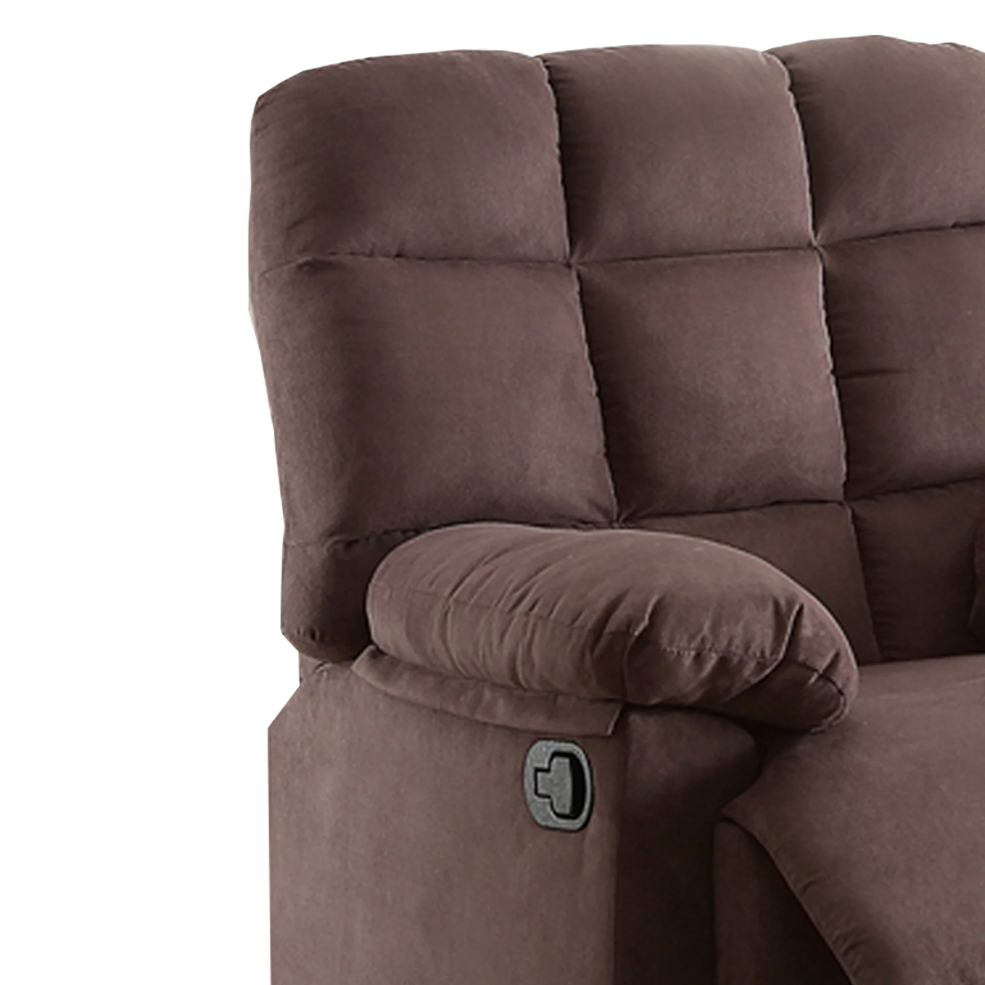 Recliner With Tufted Back And Roll Arms In Brown By Benzara - Image 3