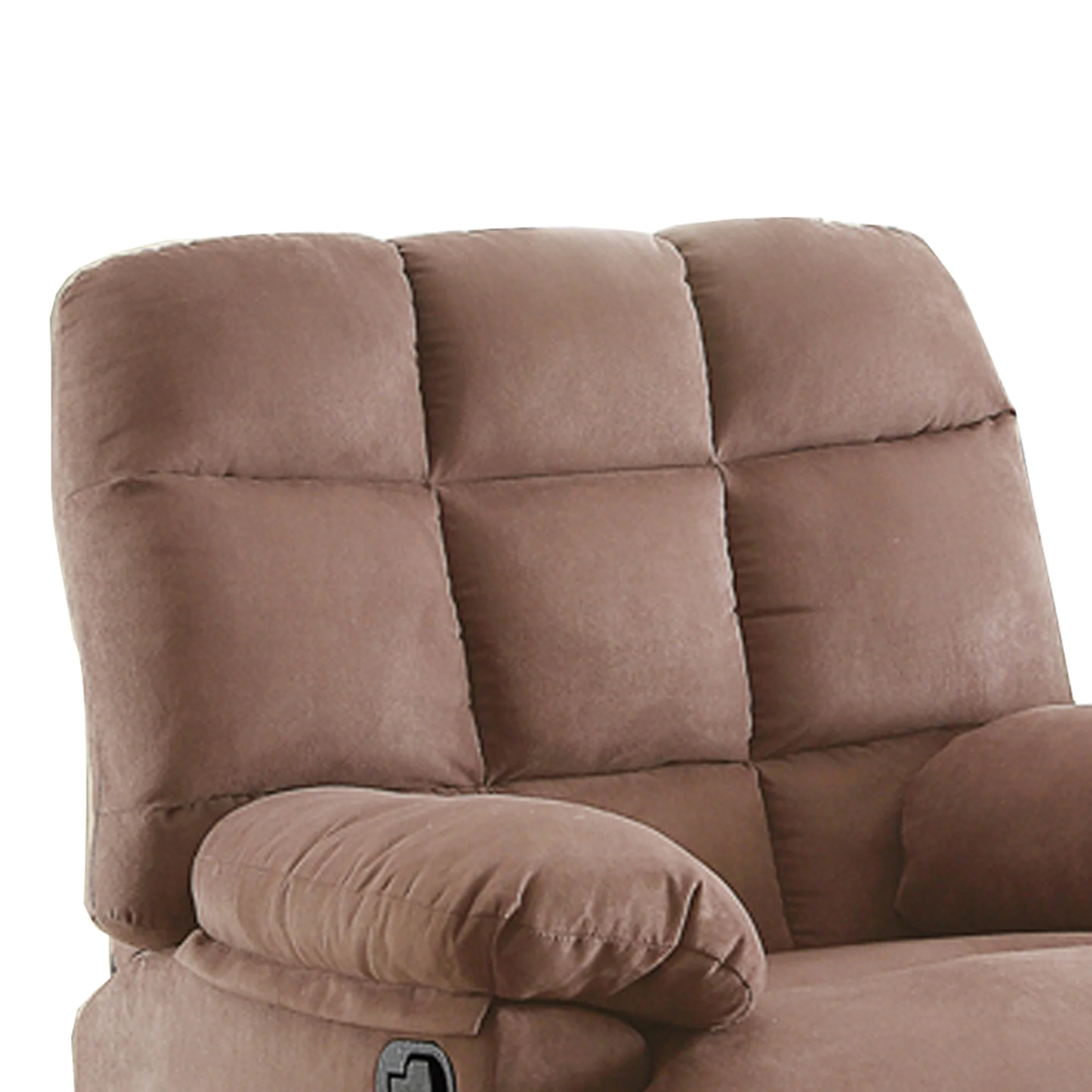 Recliner With Tufted Back And Roll Arms In Saddle Brown By Benzara - Image 2