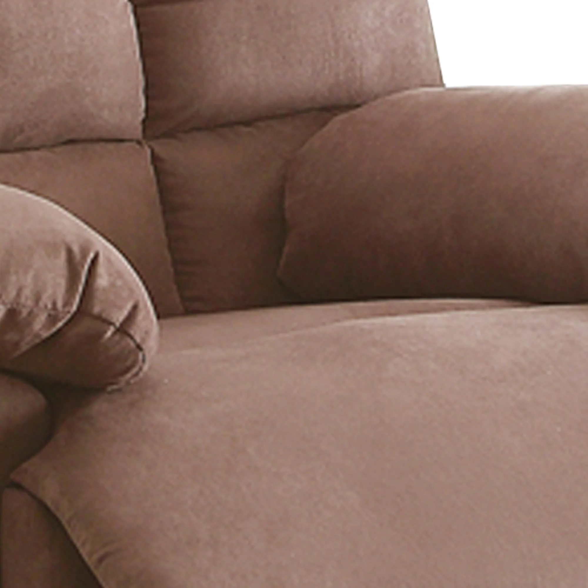 Recliner With Tufted Back And Roll Arms In Saddle Brown By Benzara - Image 3