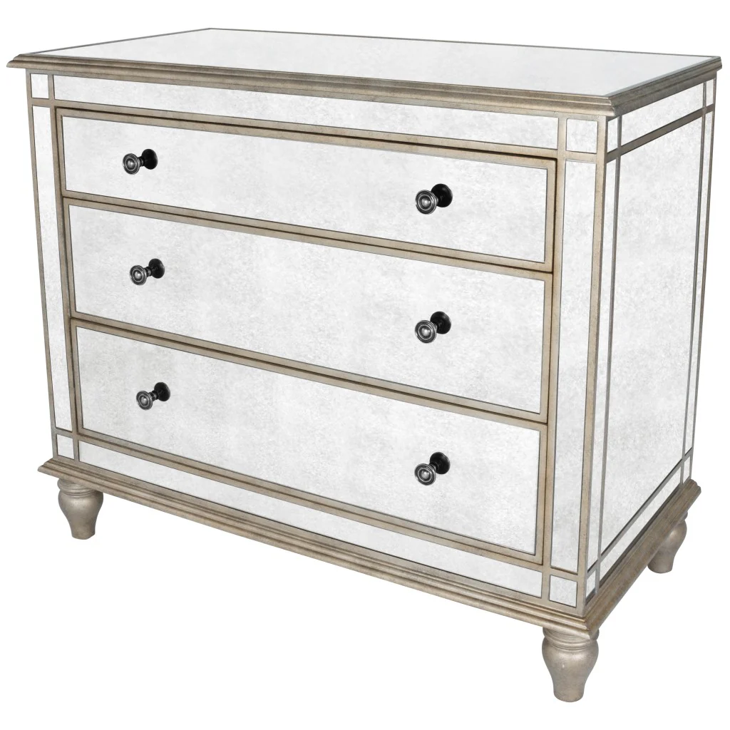 Rectangle Mirrored Three Drawer Console Storage Chest By Homeroots - Image 2