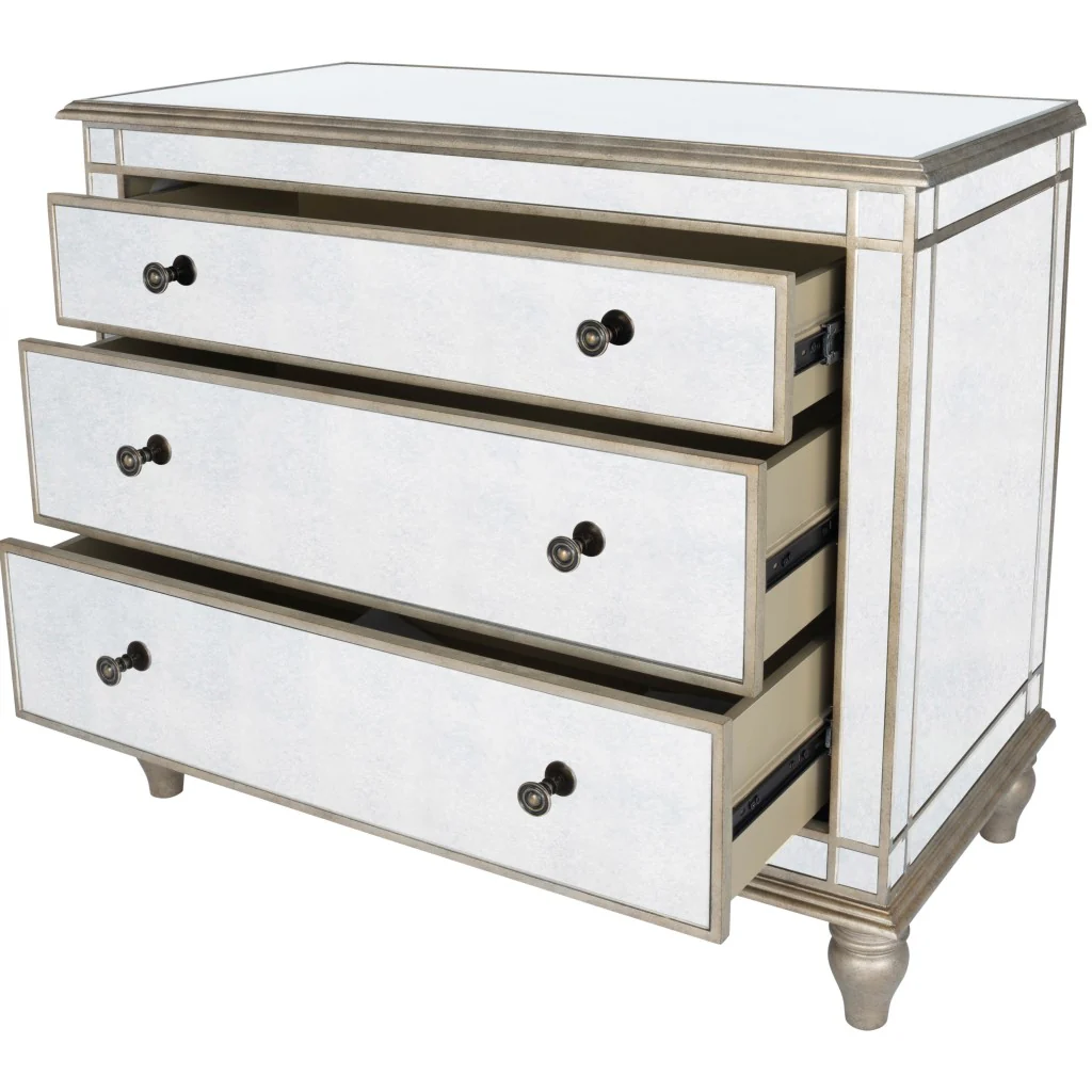 Rectangle Mirrored Three Drawer Console Storage Chest By Homeroots - Image 6