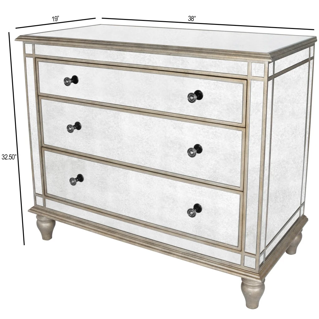 Rectangle Mirrored Three Drawer Console Storage Chest By Homeroots - Image 8