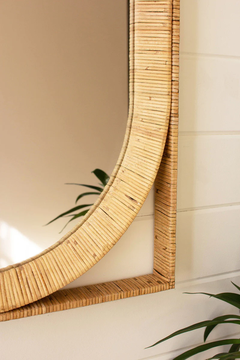 Rectangle/Oval Cane Wrapped Mirror By Kalalou - Image 2