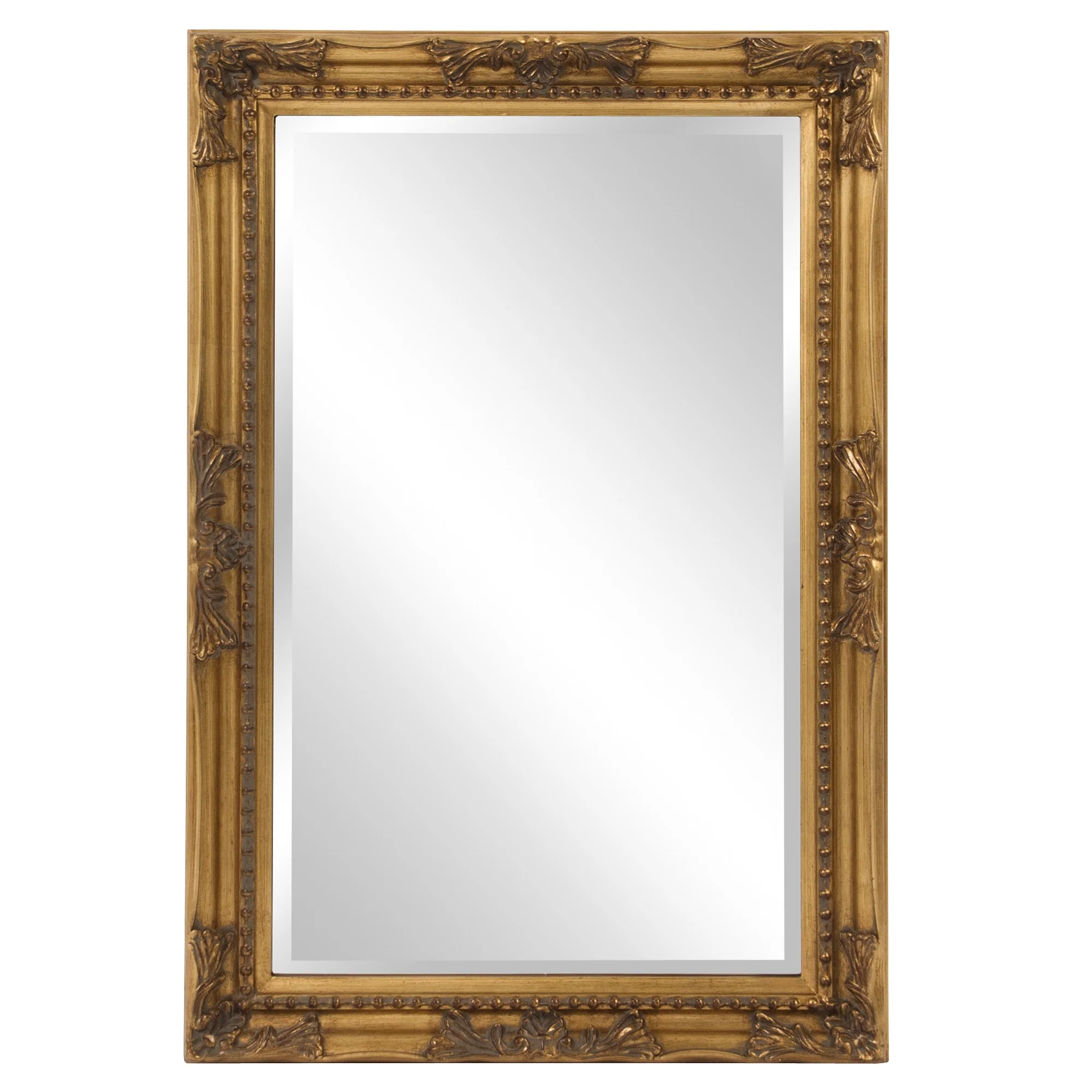 Rectangular Antiqued Gold Wood Frame Mirror By Homeroots - Image 2