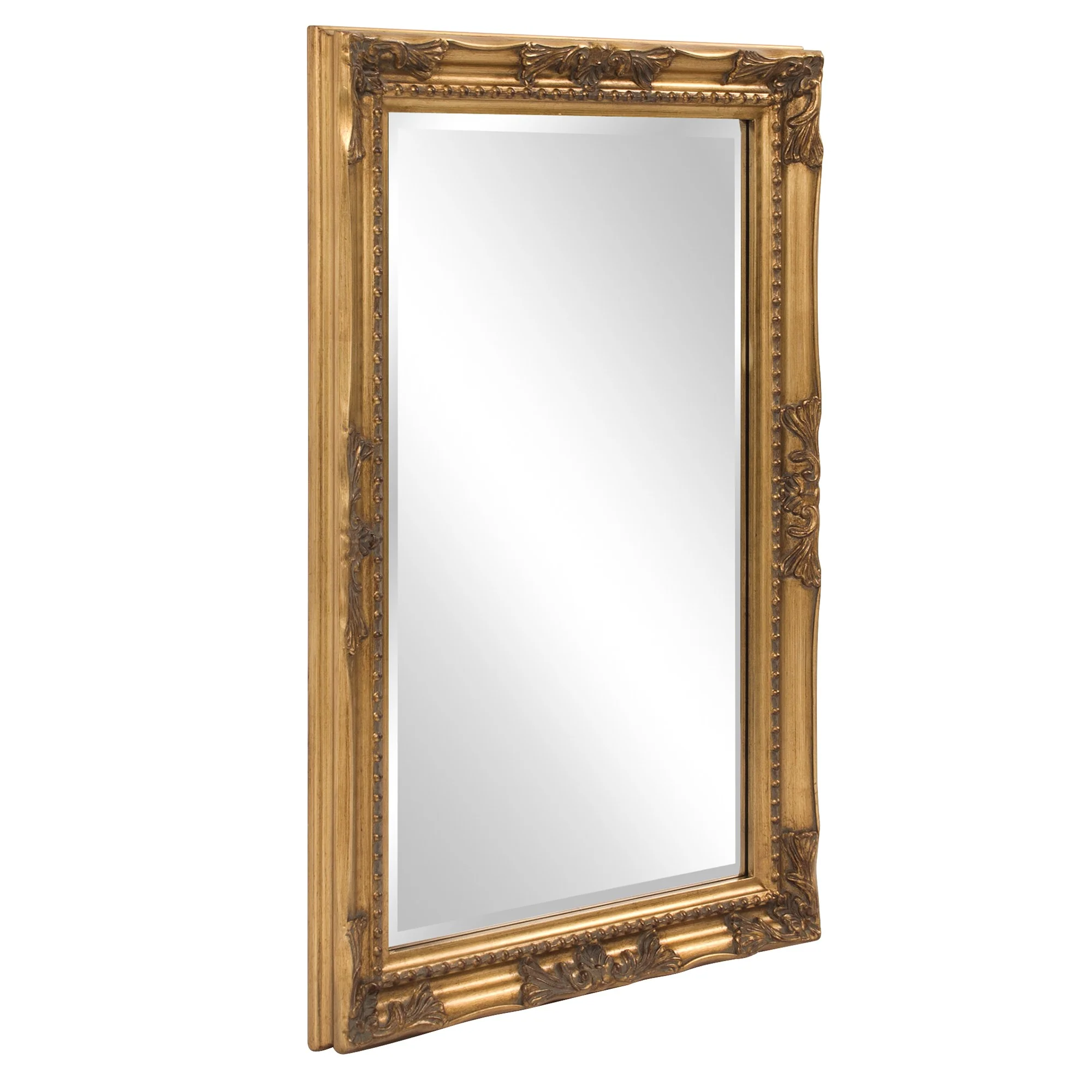 Rectangular Antiqued Gold Wood Frame Mirror By Homeroots - Image 3
