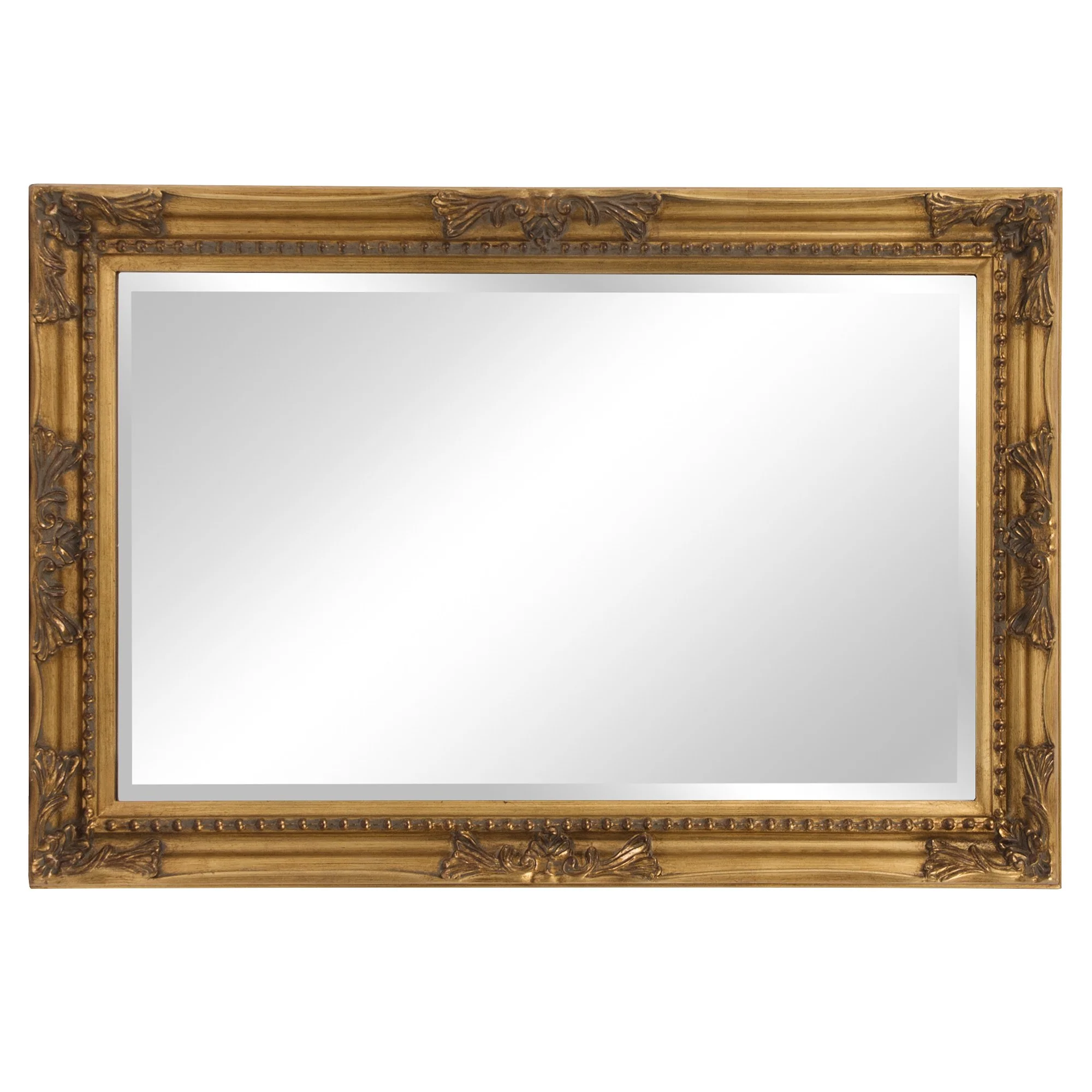 Rectangular Antiqued Gold Wood Frame Mirror By Homeroots - Image 4