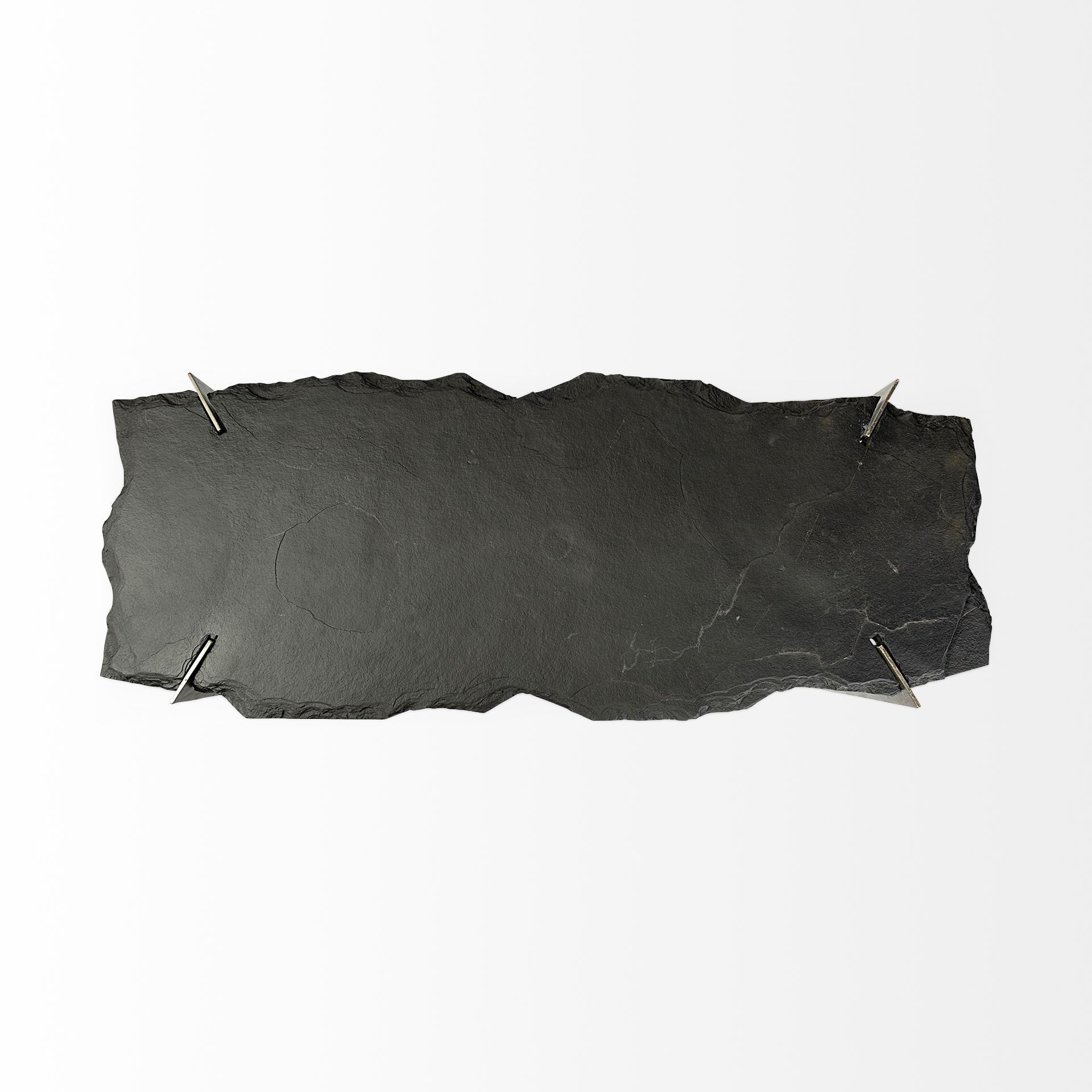 Rectangular Black Live Edge Slate Console Table With Double Pedestal Base By Homeroots - Image 5