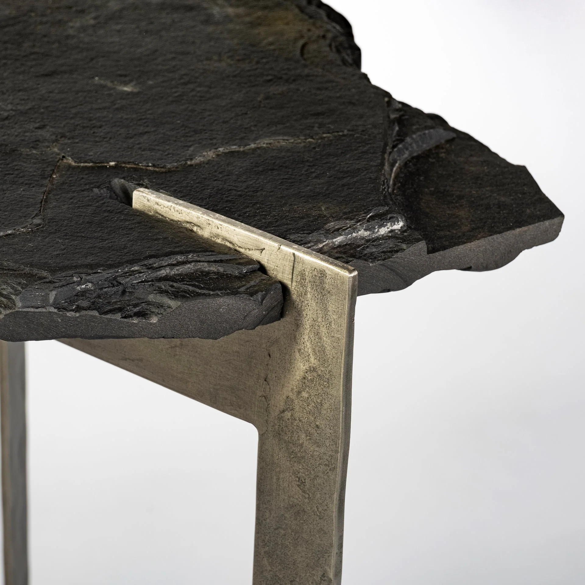 Rectangular Black Live Edge Slate Console Table With Double Pedestal Base By Homeroots - Image 6