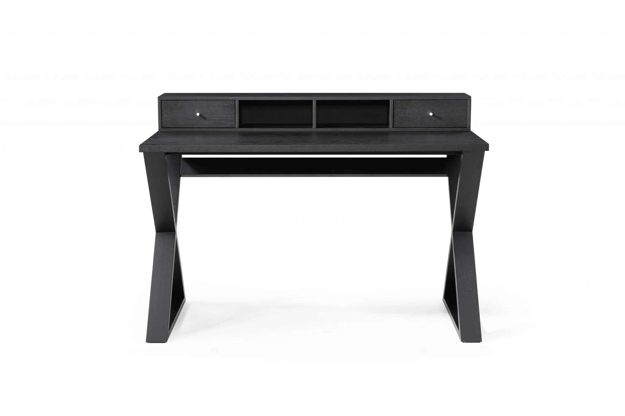 Rectangular Black Veneer Desk with 2 Small Drawers By Homeroots - Image 2