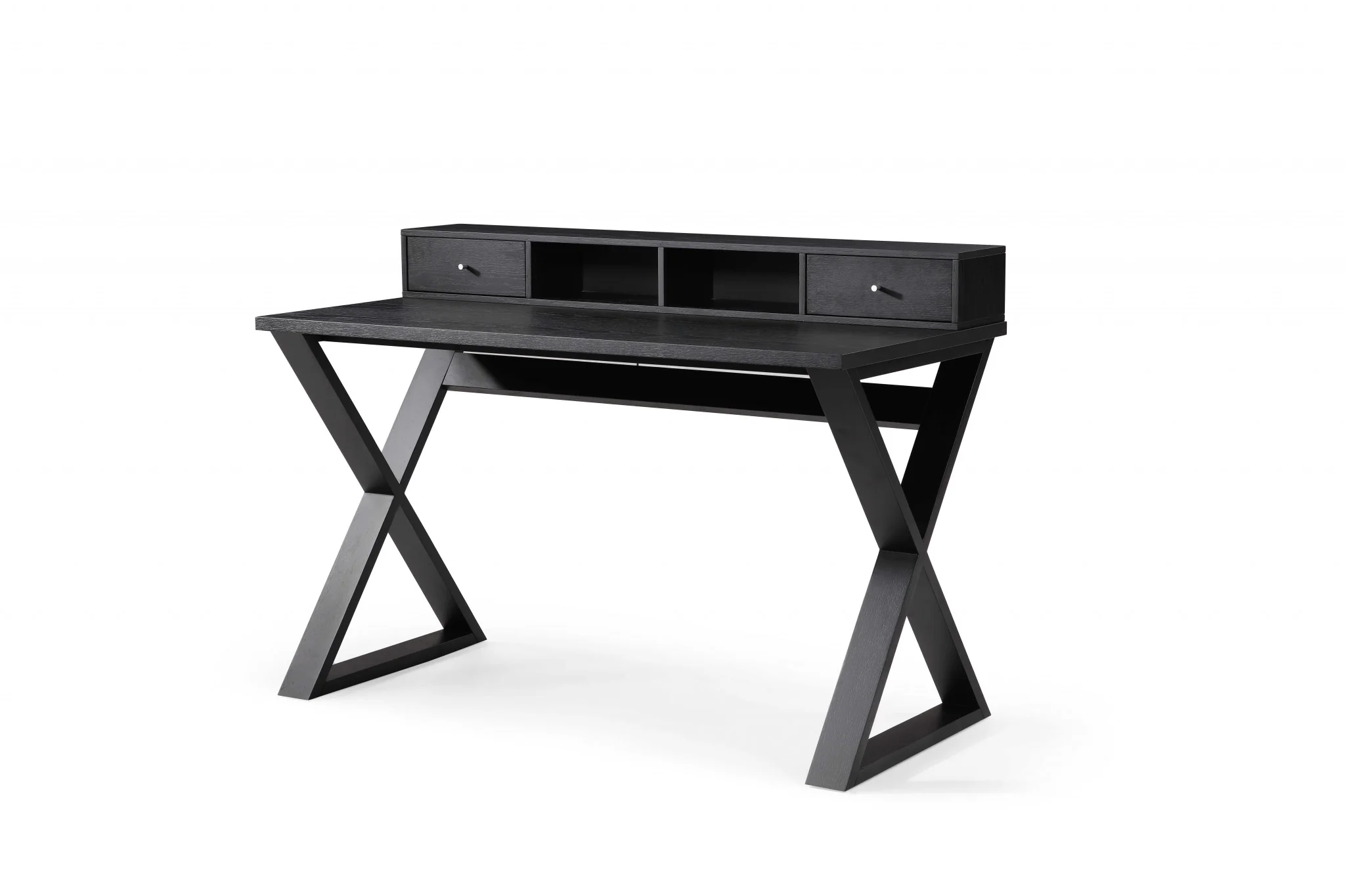 Rectangular Black Veneer Desk with 2 Small Drawers By Homeroots - Image 3