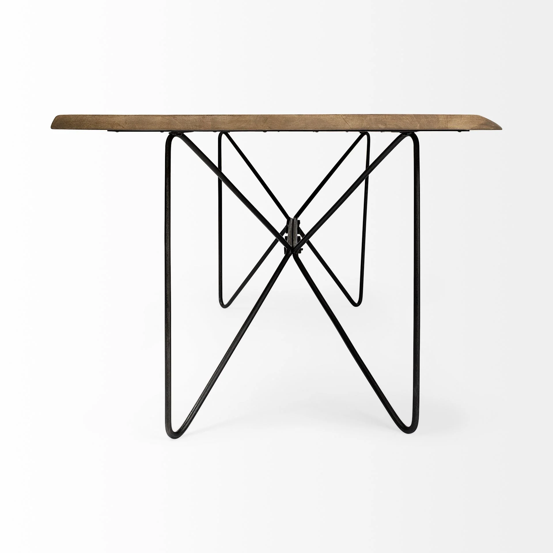 Rectangular Blonde Live Edge Sold Wood Top With Black Metal Base Dining Table By Homeroots - Image 4