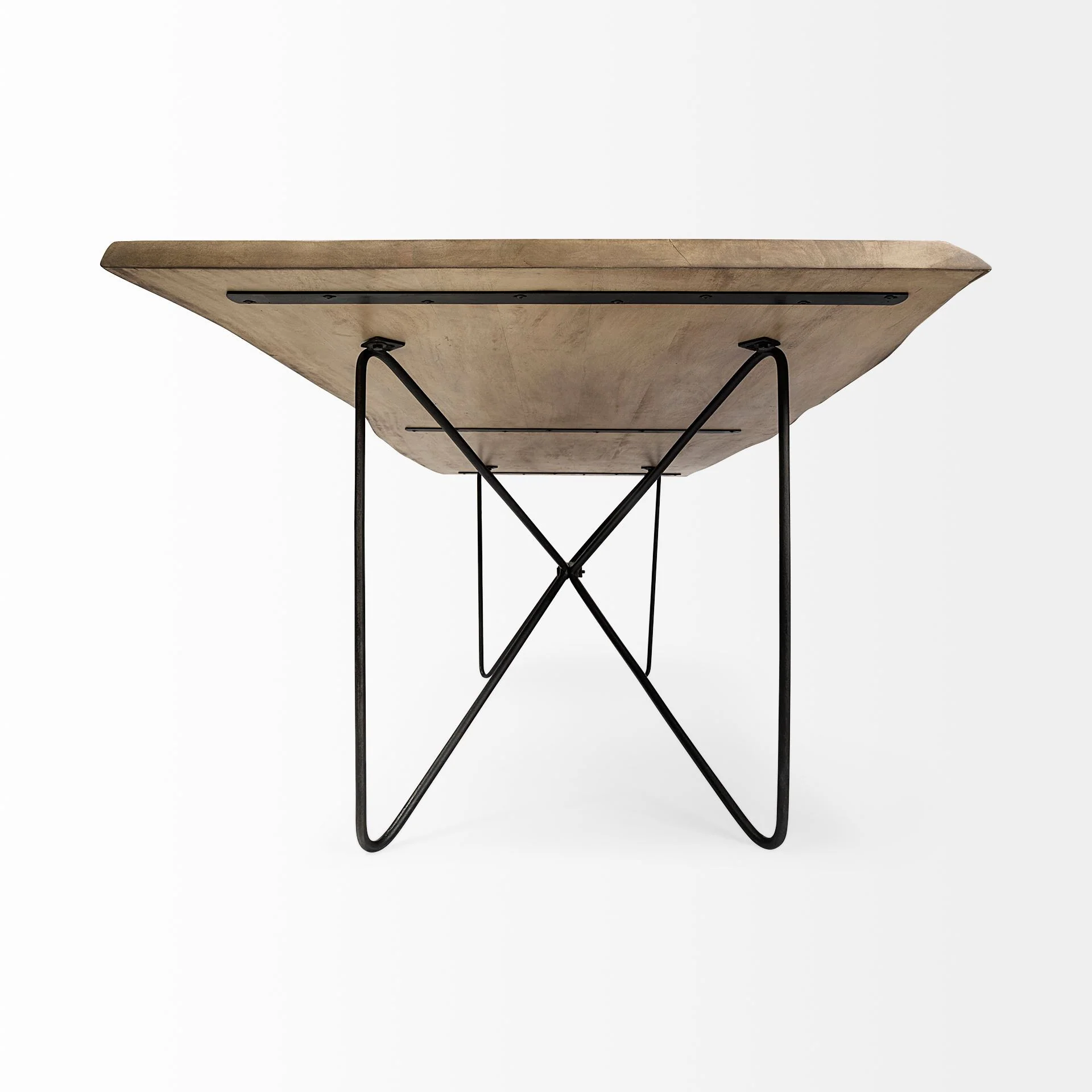 Rectangular Blonde Live Edge Sold Wood Top With Black Metal Base Dining Table By Homeroots - Image 5