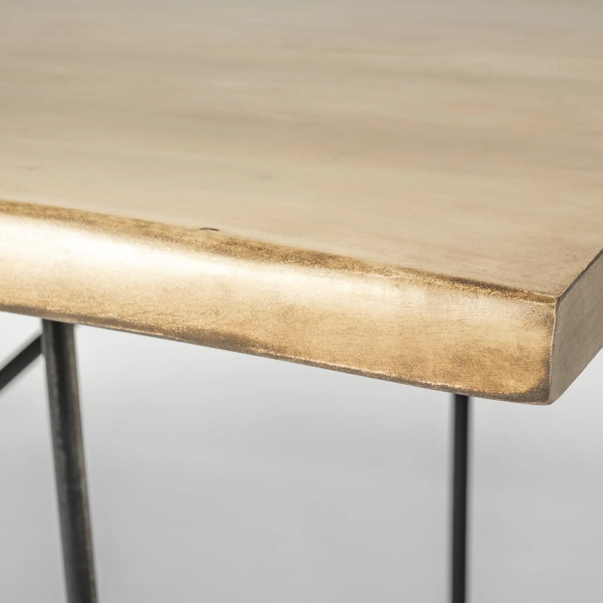 Rectangular Blonde Live Edge Sold Wood Top With Black Metal Base Dining Table By Homeroots - Image 6