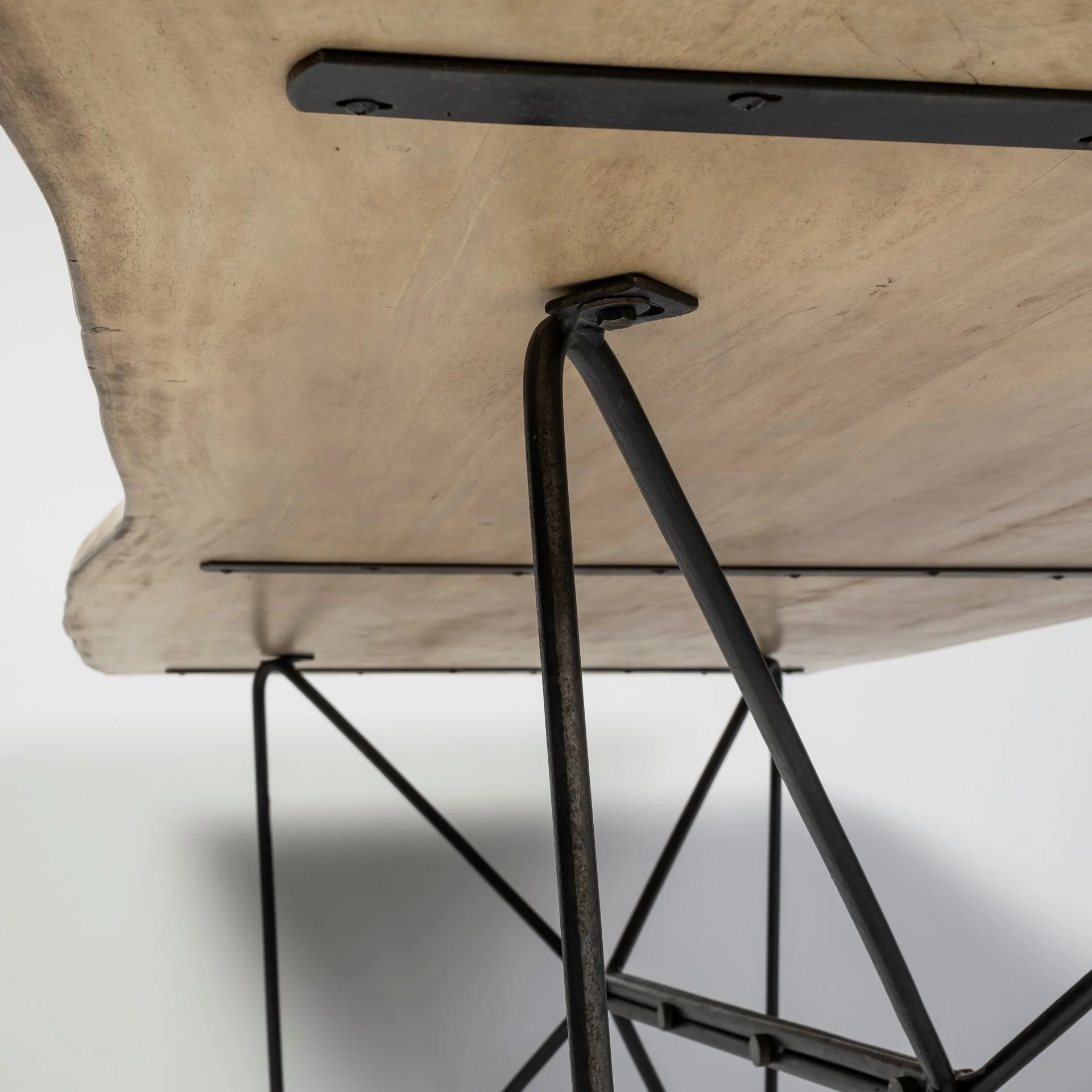 Rectangular Blonde Live Edge Sold Wood Top With Black Metal Base Dining Table By Homeroots - Image 9