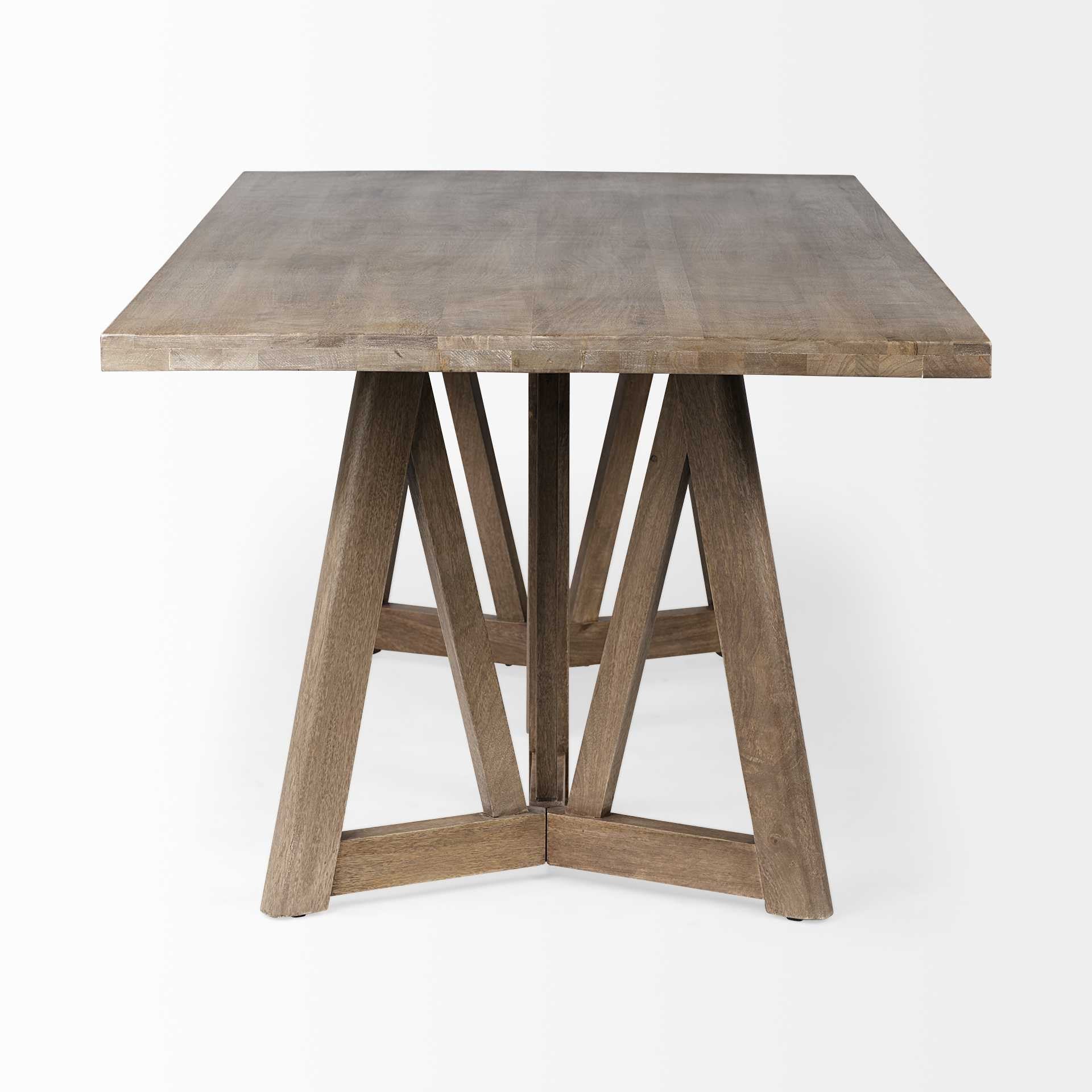 Rectangular Brown Solid Wood Top & Base Dining Table By Homeroots - Image 4